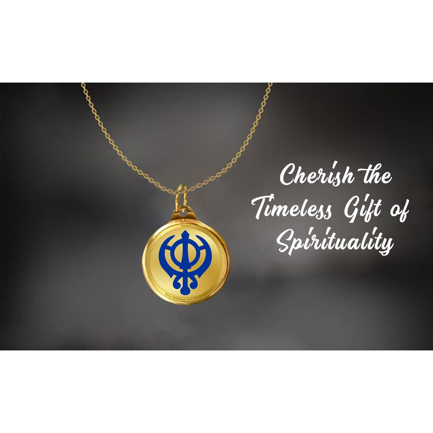 Diviniti 24K Double sided Gold Plated Pendant KHANDA SAHIB & EK OMKAR|18 MM Flip Coin for Men, Women & Children |Good Health & Wealth | Idol for gifting loved ones on any occasion (1 PCS)