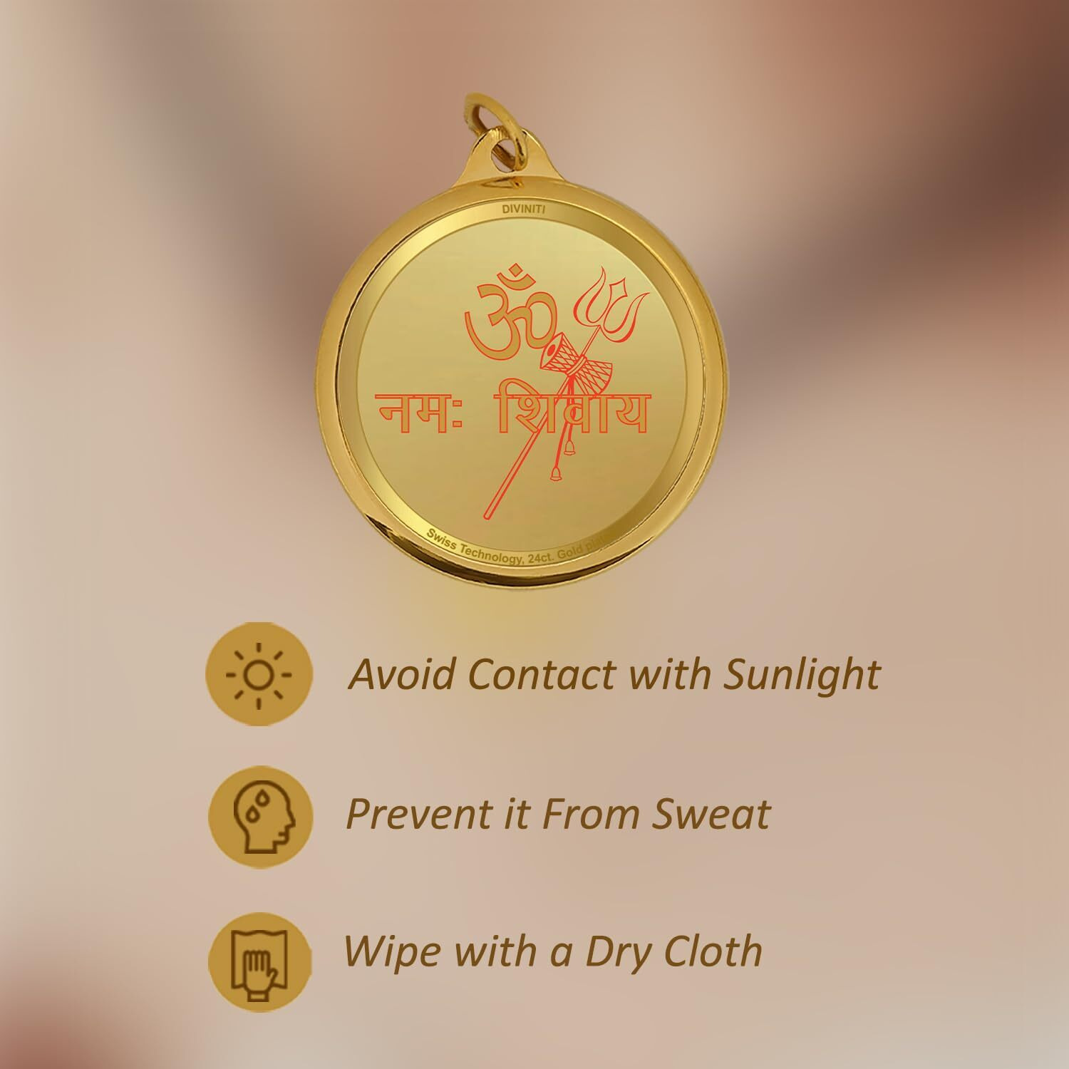 Diviniti 24K Gold Plated Shiva Parvati & Om Namah Shivay Pendant For Men, Women & Kids 22 MM Double Sided Stylish Pendant Necklace For Girls God Pendant For Birthday Gift & Anniversary