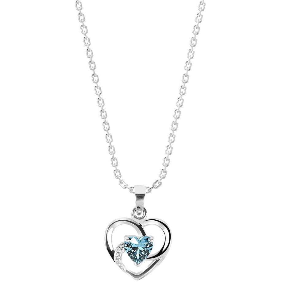 Clara 925 Sterling Silver Heart Pendant Chain Necklace | Rhodium Plated, Swiss Zirconia | Gift for Women and Girls