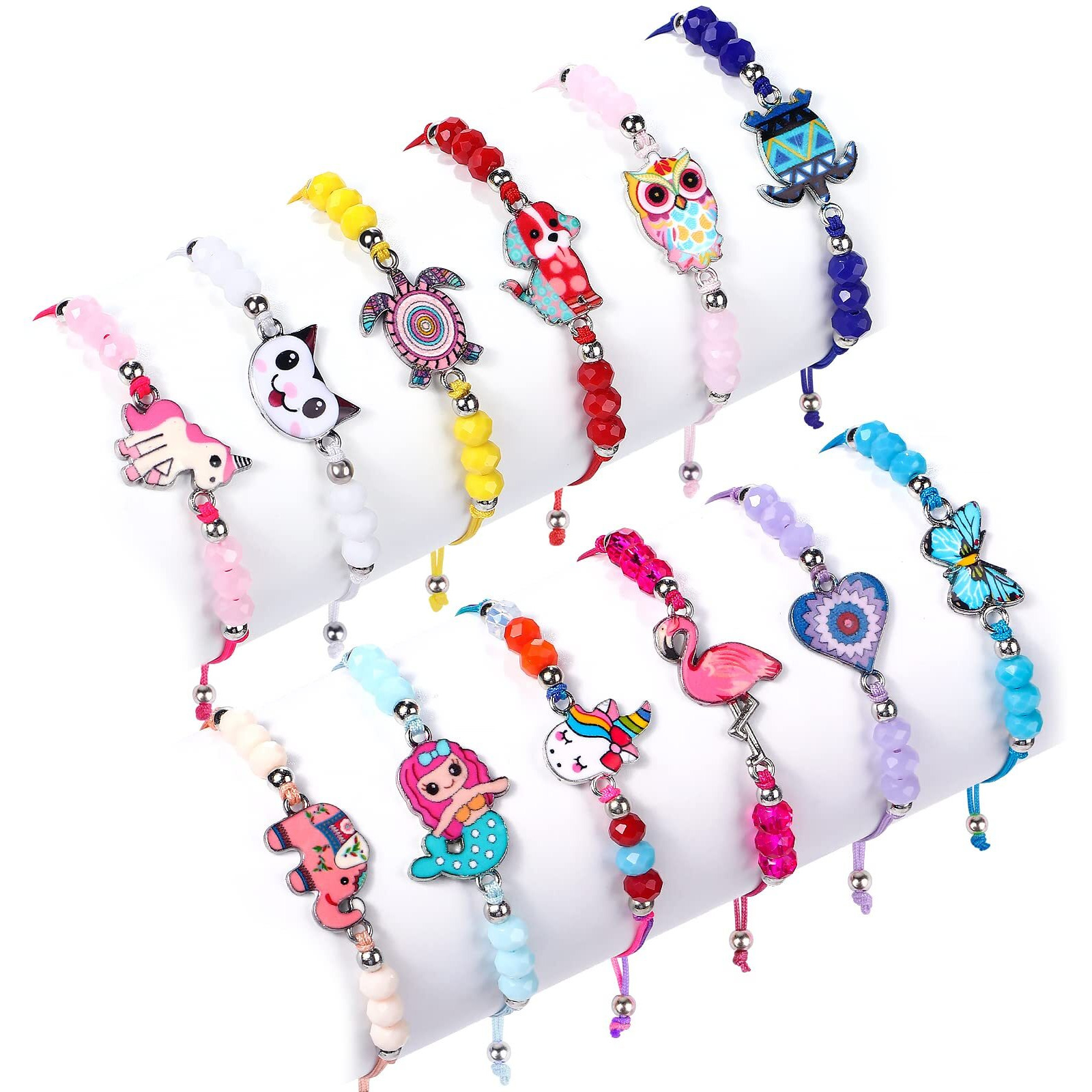 PALAY Hand Bracelet for Kids Girls Stylish Unicorn Friendship Band Kids Bracelets for Girls Best Friend Bracelet Set Kids Party Gift Wrist Bracelet Hand Jewellery for Kids (Multicolor) - 12 Pieces