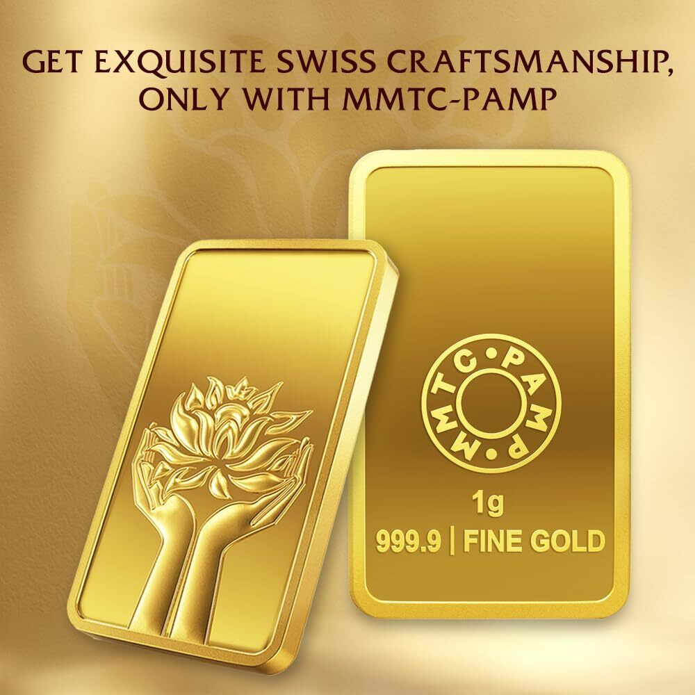 MMTC-PAMP Lotus 24K 999.9 1 gm Yellow Gold Bar