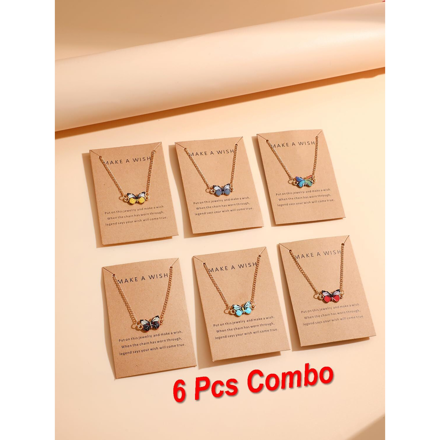 Shining Diva Fashion 6 Pcs Latest Stylish Butterfly Jewellery Necklace Set for Women Pendant Necklace Gifts for Girls (15848np)