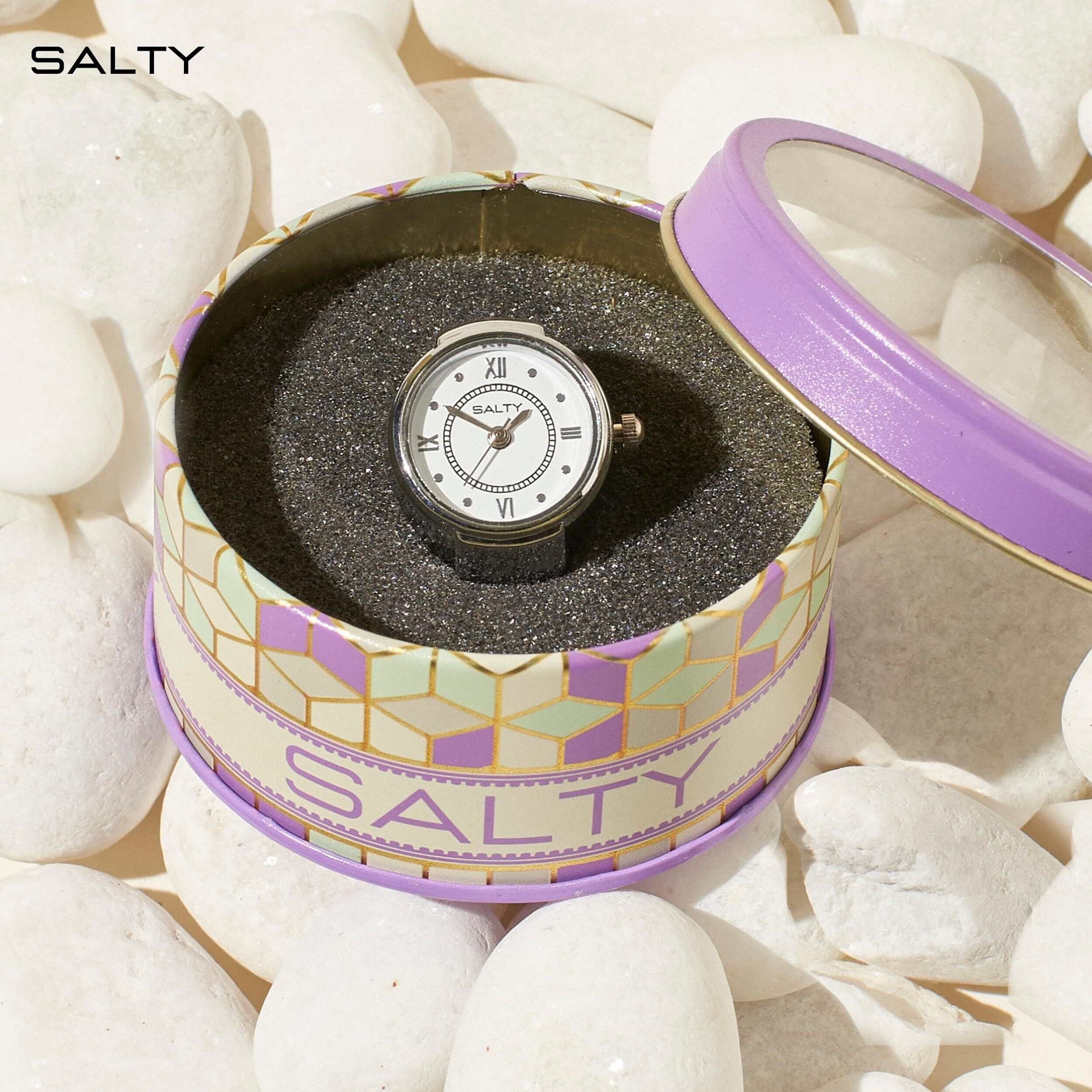 Salty Watch Ring for Women & Girls | 6 Months Warranty | Stylish & Stretchable | Finger Ring | Modern Design | Birthday & Special Occassion Gift | Aesthetic Jewellery | Accessories for Everyday Wear | Silver