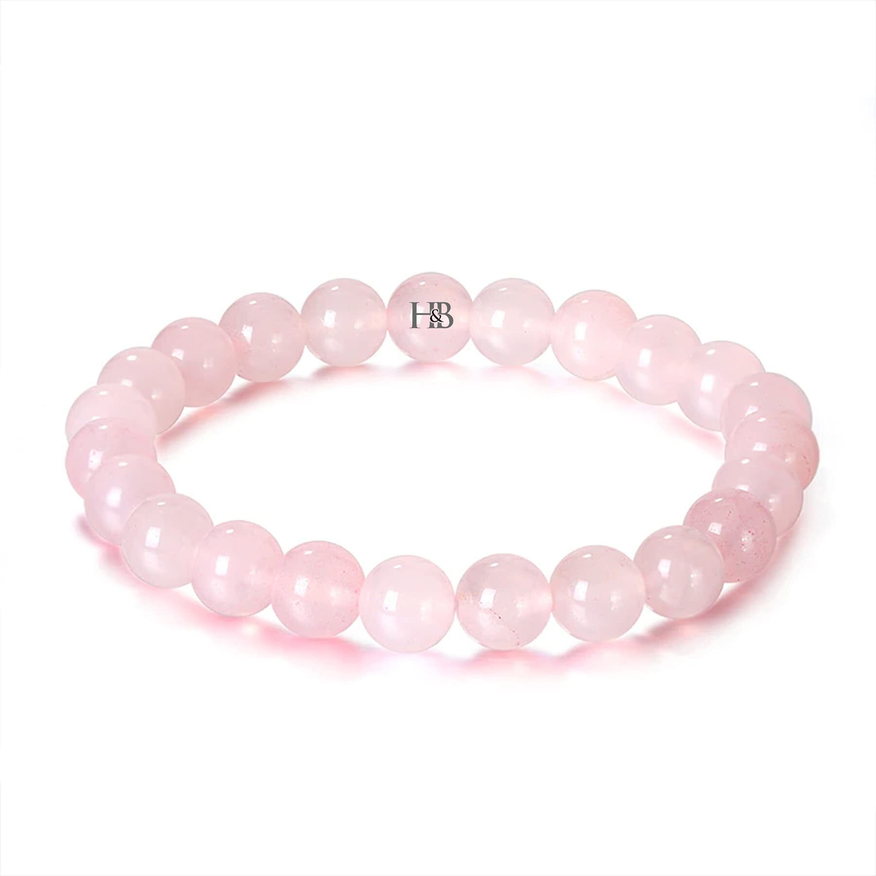 Hot And Bold Womens Natural Stones Rose Quartz Beads Bracelet With Certificate - Genuine Healing Crystal Jewelry For Love And Harmony