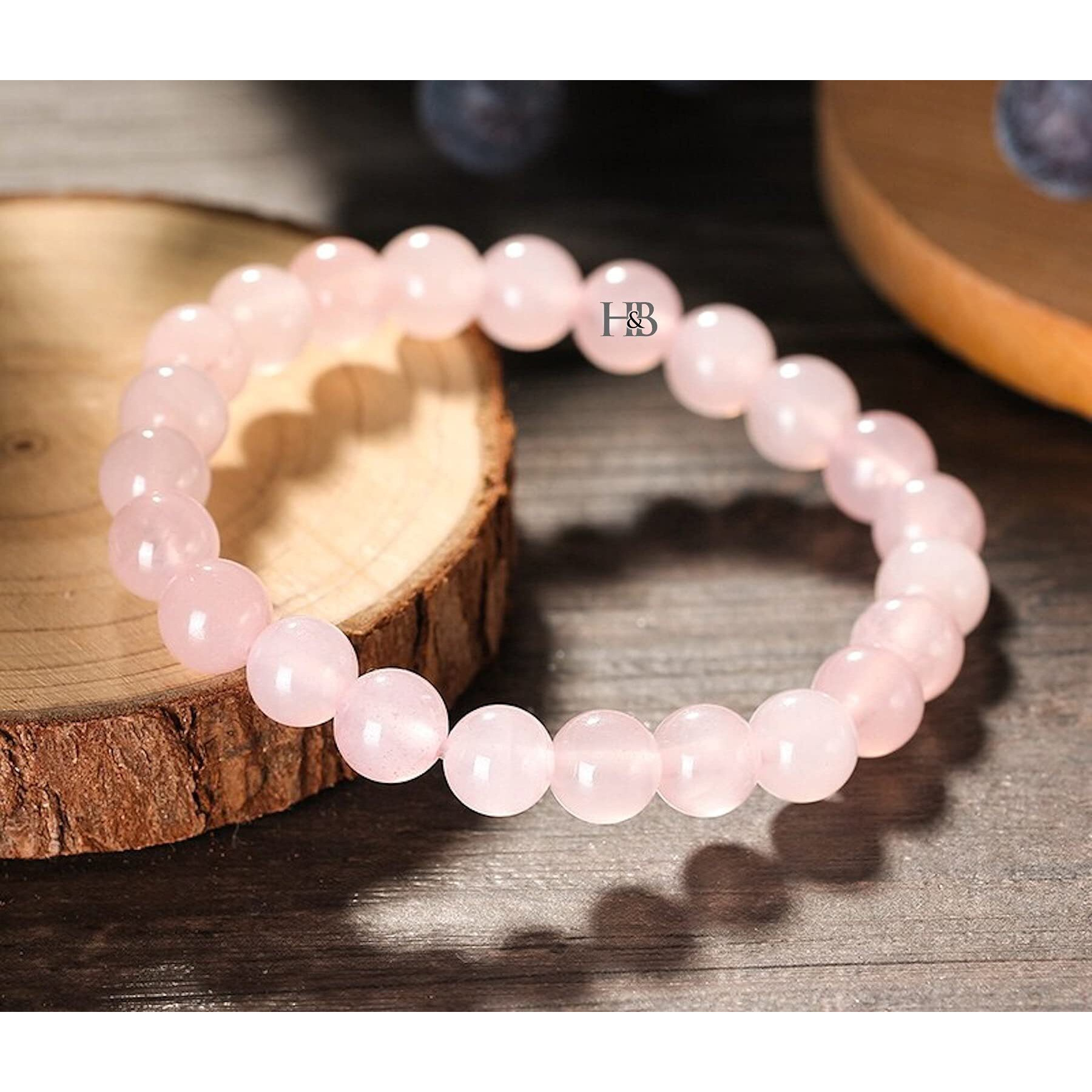 Hot And Bold Womens Natural Stones Rose Quartz Beads Bracelet With Certificate - Genuine Healing Crystal Jewelry For Love And Harmony