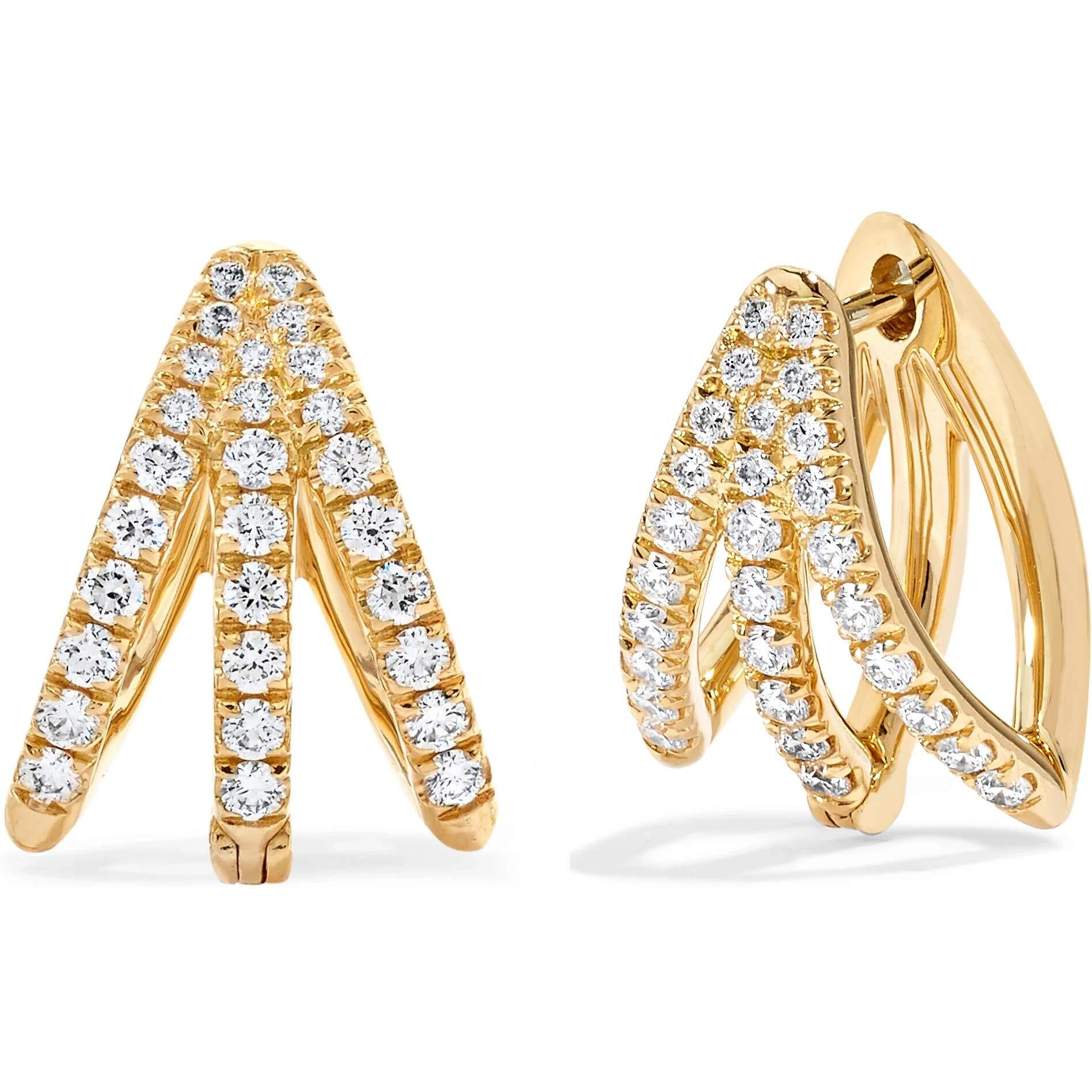 MINUTIAE Gold Plated Base Metal Cubic Zirconia Earrings For Women, Gold