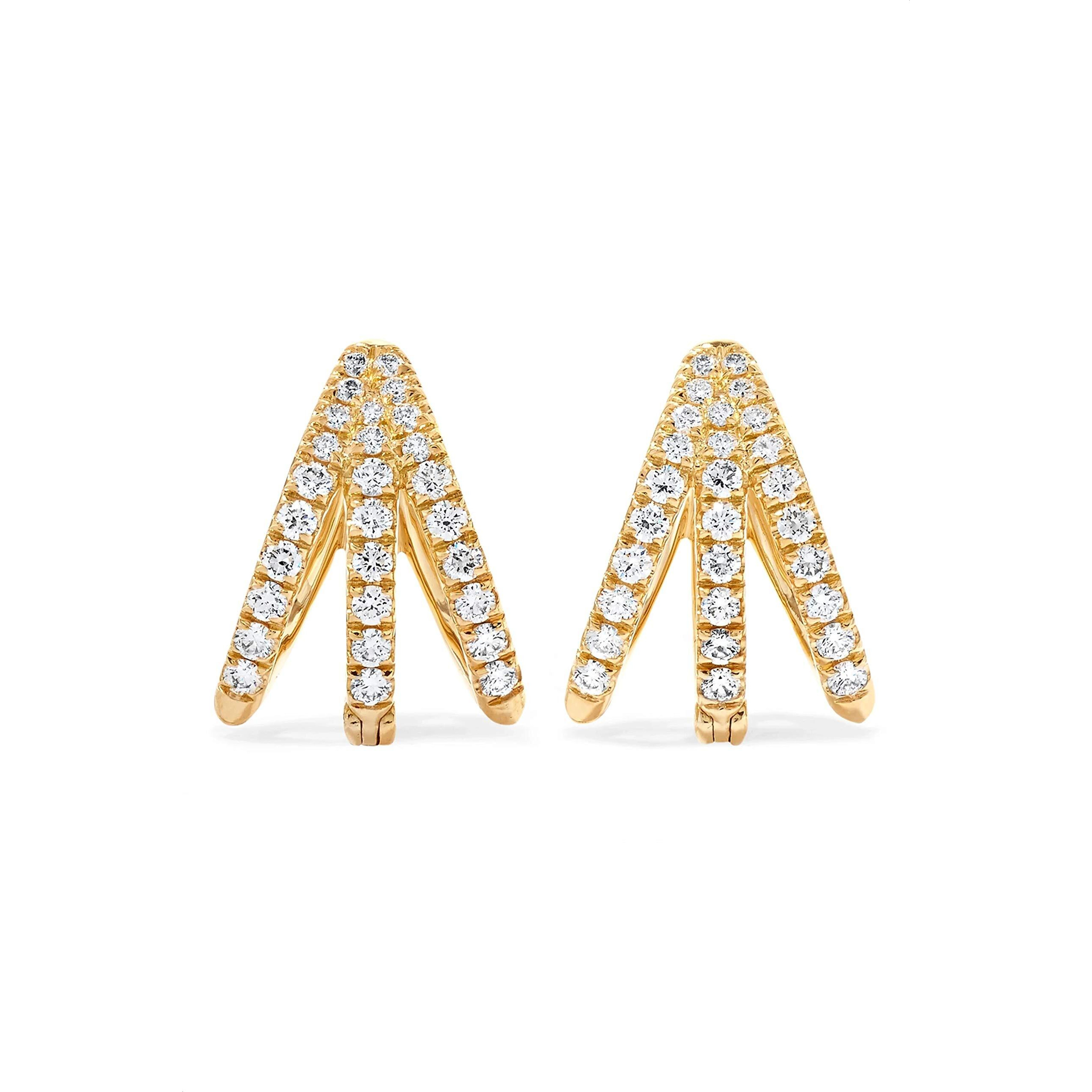 MINUTIAE Gold Plated Base Metal Cubic Zirconia Earrings For Women, Gold