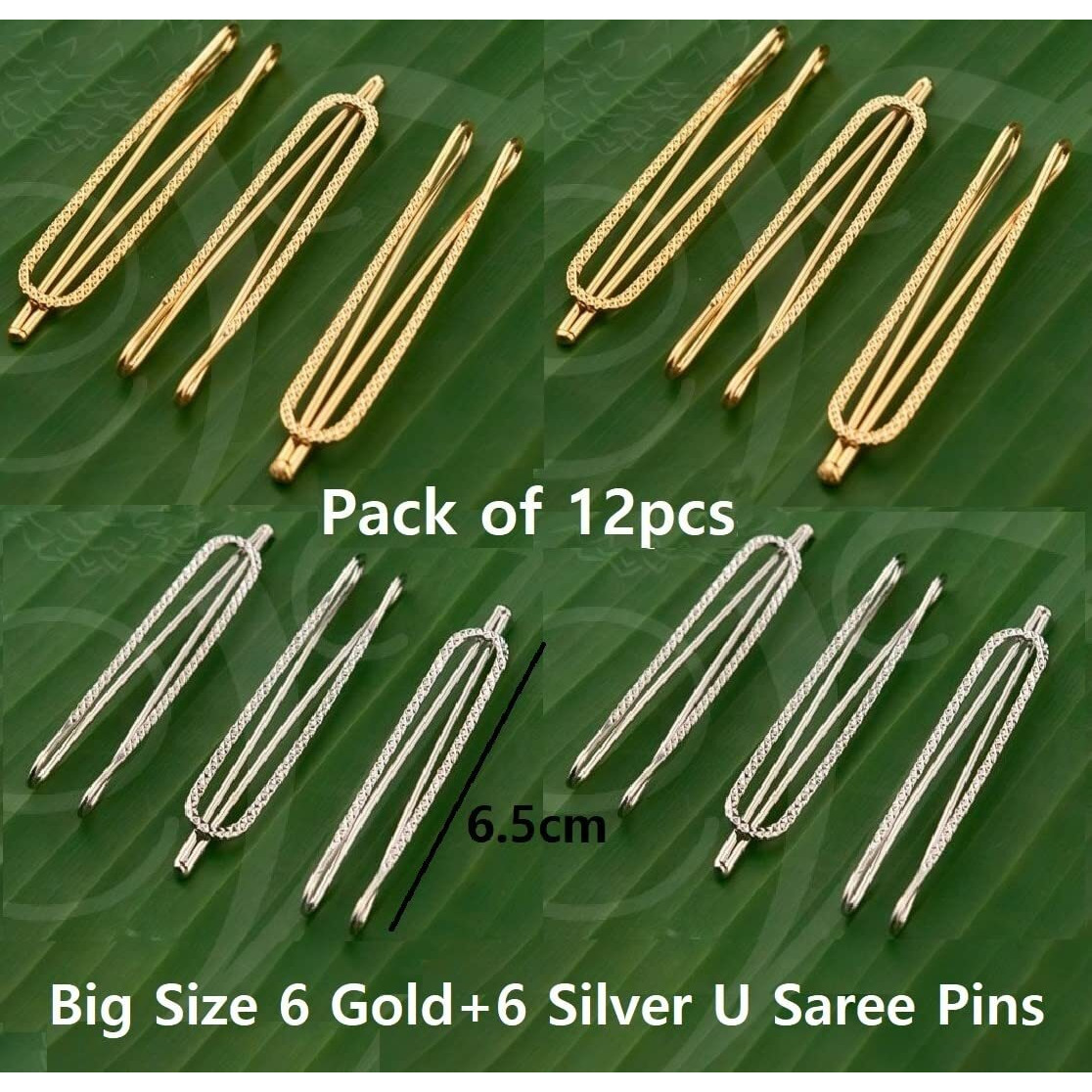 VAMA Clip on Saree Hijab Pallu Dupatta Chunari Pins Patli Strong Sari Hold Brooch Multi-purpose Metal Pins for Women