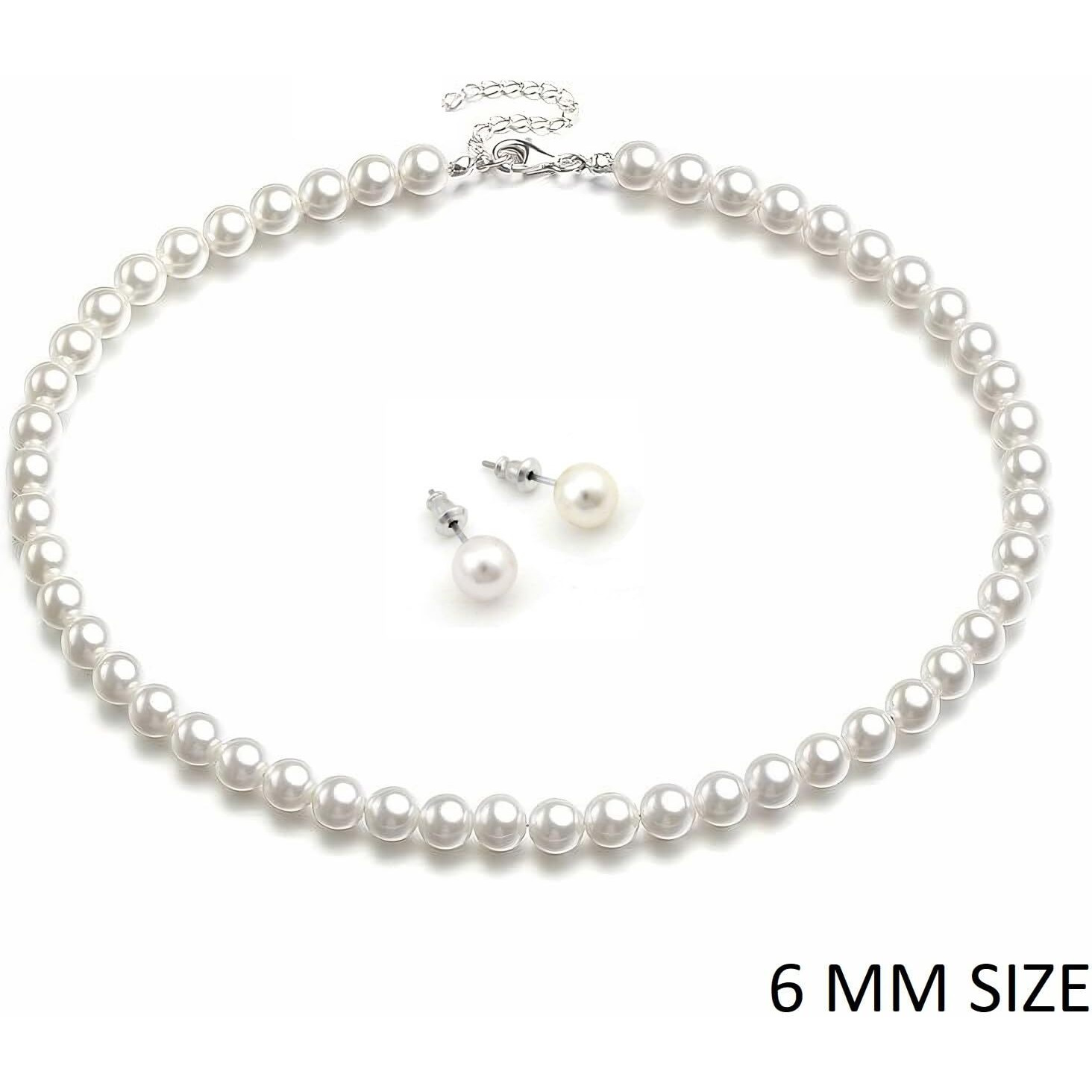 GIRISA Necklace Moti Mala with matching Pearl Studs Earrings for Women and Girls (6MM)