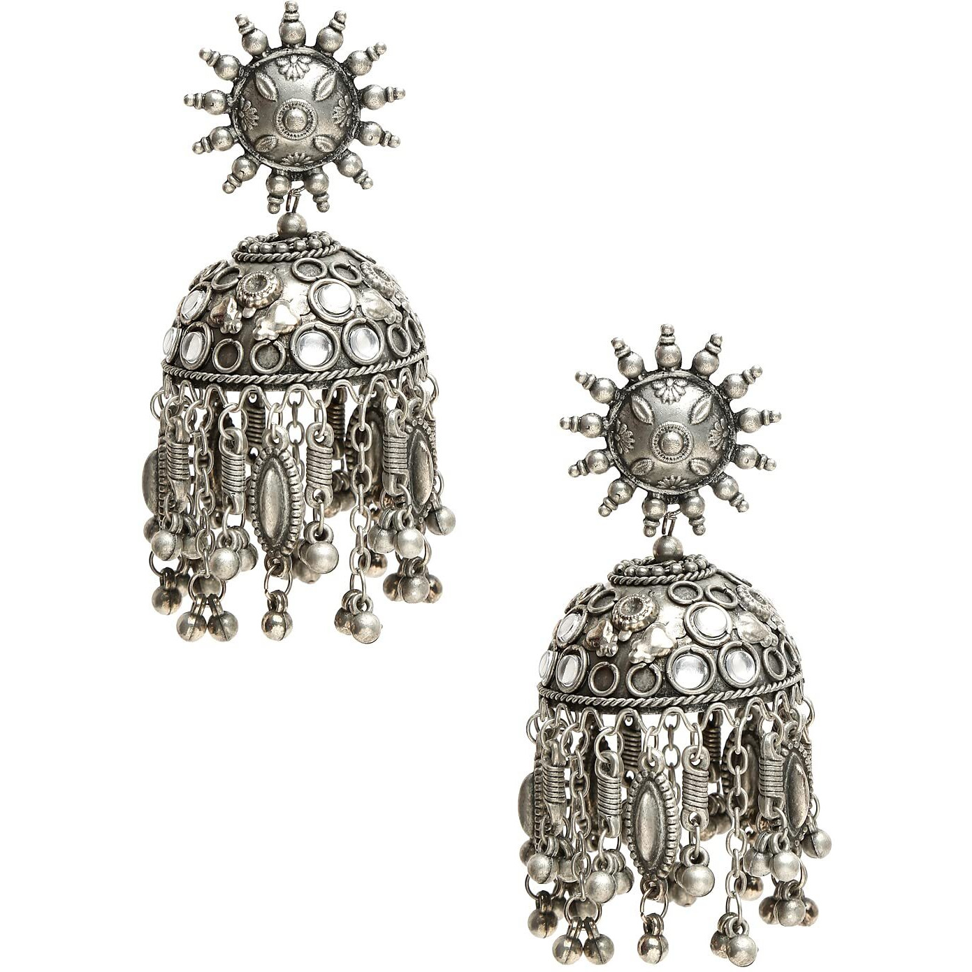 YouBella Jewellery Celebrity Inspired Oxidised Silver Big Size Jhumki Earrings for Girls and Women (Style 4)