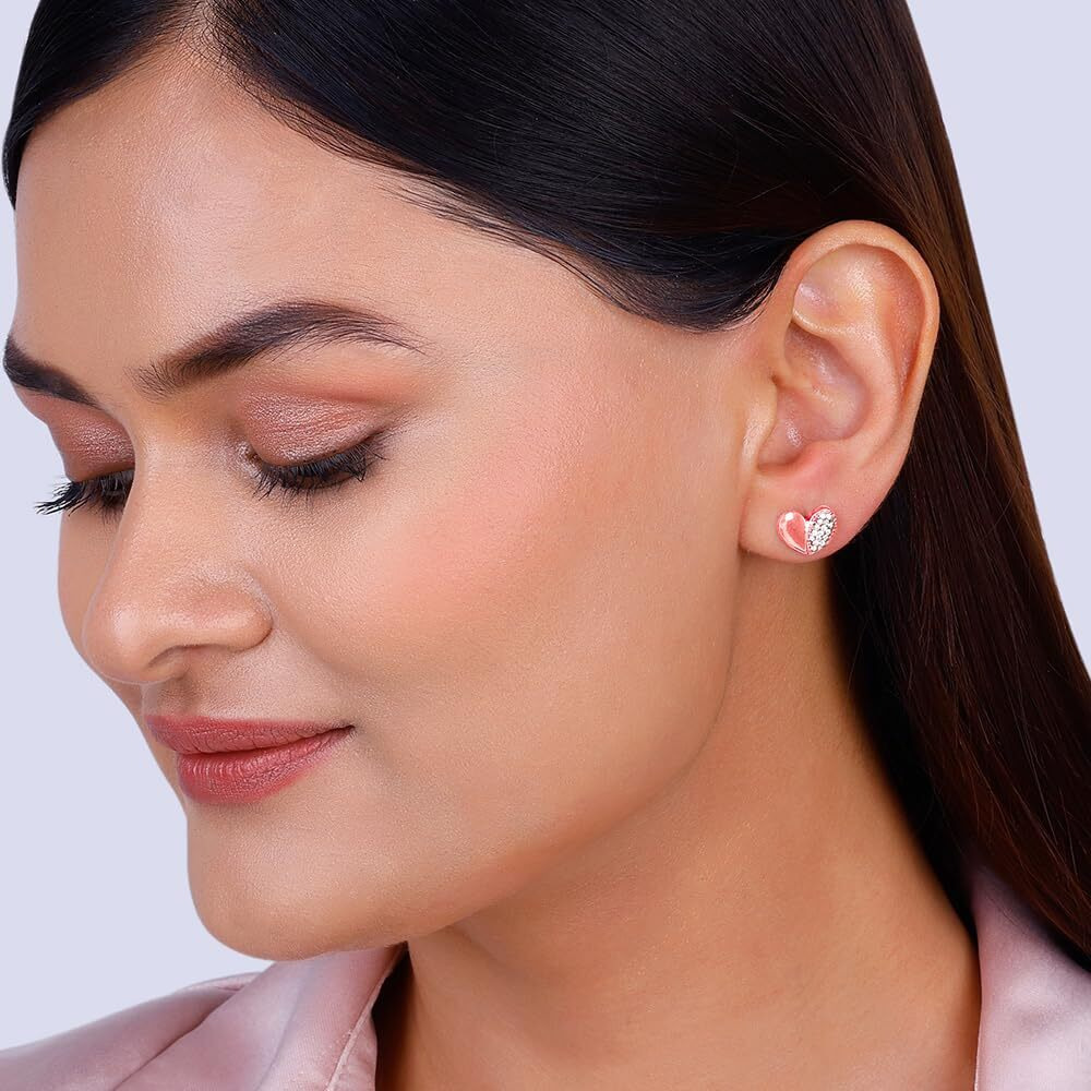 GIVA 925 Silver Rose Gold Made For Each Other Stud Earrings|Gifts For Girlfriend,Rakshabandhan Gift For Sister Bhabhi,Women&Girls|With Certificate Of Authenticity And 925 Stamp|6 Month Warranty