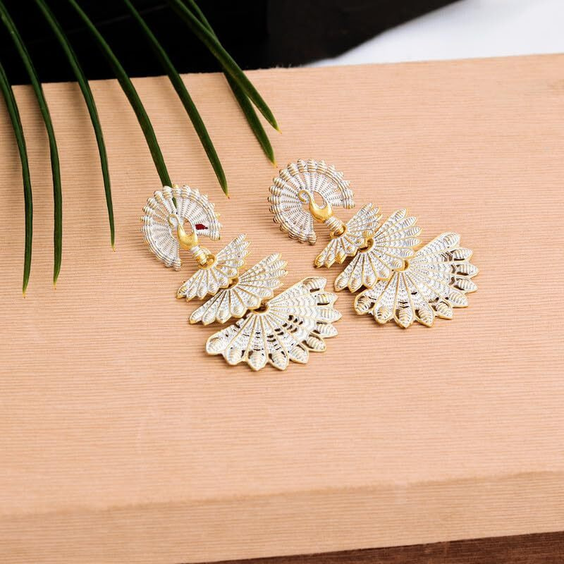 Fashion Frill Earrings For Women Silver Gold Plated Floral Earrings Combo Jhumki Earrings For Women Girls Pair of 4