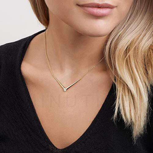 MINUTIAE 14K Gold Plated Single Diamond Pendant Necklace/Solitare Pendant/Austrian Cubic Zirconia Pendant For Women And Girls With Extendable Chain (Gold)