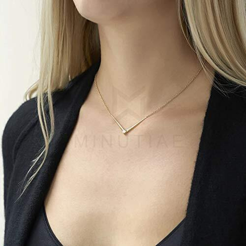 MINUTIAE 14K Gold Plated Single Diamond Pendant Necklace/Solitare Pendant/Austrian Cubic Zirconia Pendant For Women And Girls With Extendable Chain (Gold)