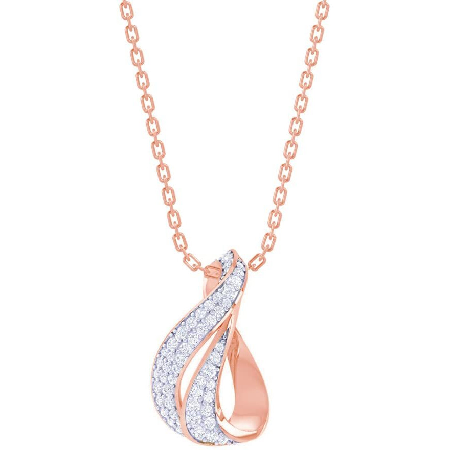 Clara 925 Sterling Silver Agda Pendant Chain Necklace | Rose Gold Rhodium Plated, Swiss Zirconia | Gift for Women and Girls