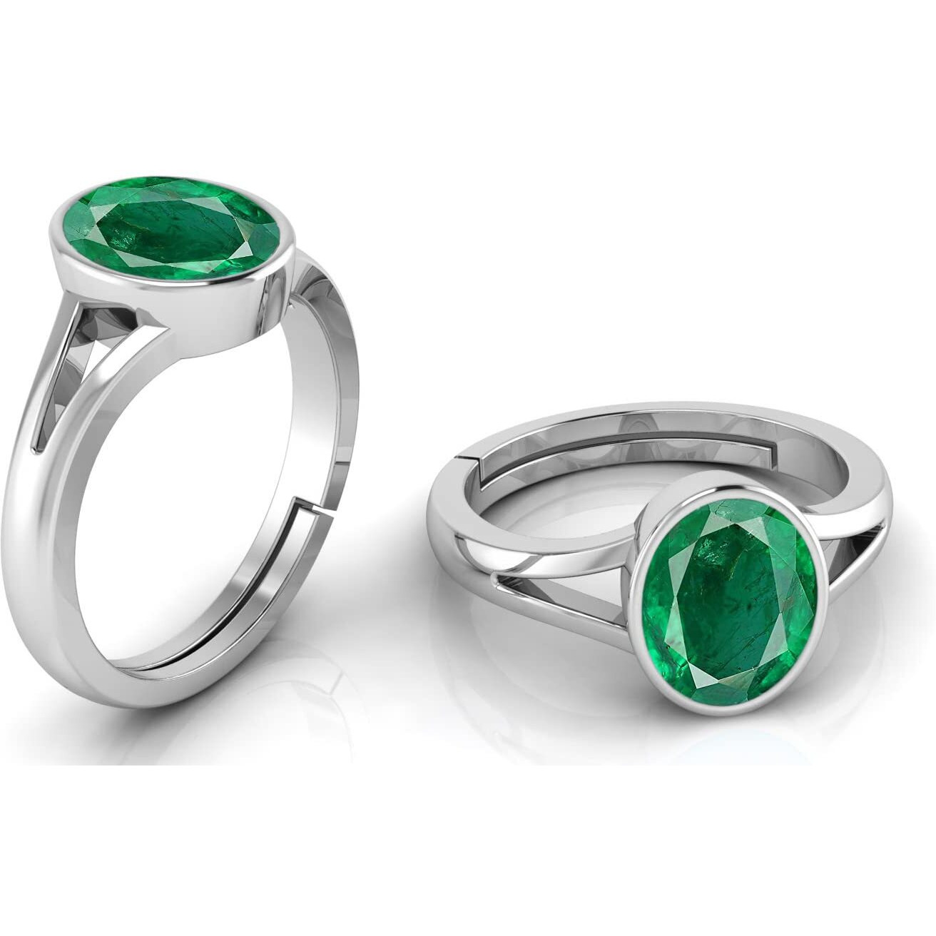 LMDLACHAMA Emerald 8.25 Ratti / 7.90 Carat Panna Silver Adjustable Ring for Womens and Mens (Lab - Approved)