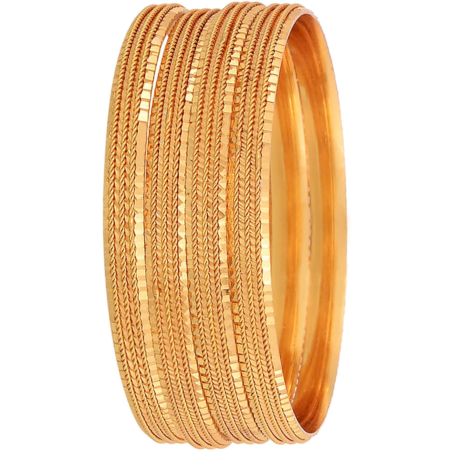 ZENEME Gold Plated Traditional Ethinic Look Golden Colour Premium Look Bangle Jewellery For Girl and Women. A set of four