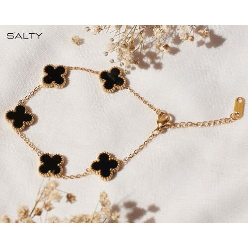 Salty Fashion Moorish Clover Bracelet for Women & Girls | Van Clef | Wrist Band | Hand Cuff | Adjustable | Fancy | Stylish | Birthday Gift | Aesthetic Jewellery | Accessories for Everyday Wear