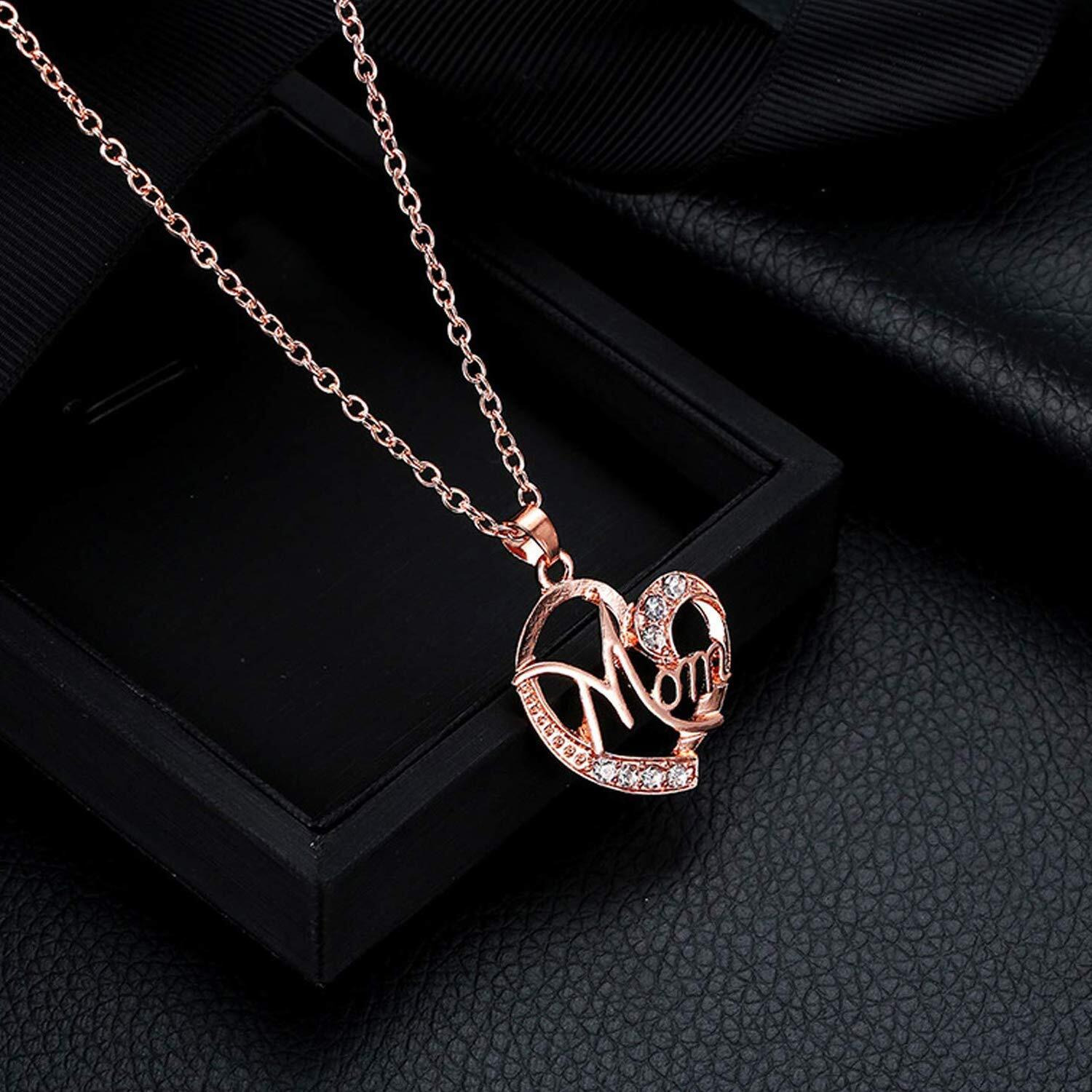 Mahi Rose Gold Plated Dual Heart Pendant for Mom with White Crystal stones PS1101698Z