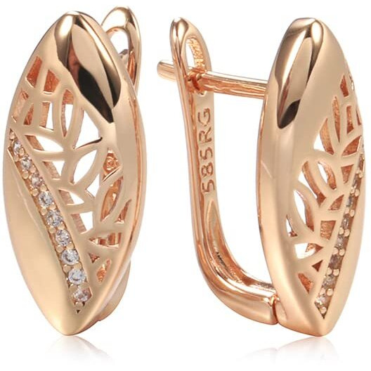 Shining Diva Fashion 18k Rose Gold Plated Latest Fancy Stylish Copper Zircon Earrings for Women and Girls (rrsd14475er)