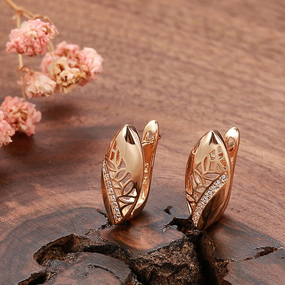 Shining Diva Fashion 18k Rose Gold Plated Latest Fancy Stylish Copper Zircon Earrings for Women and Girls (rrsd14475er)