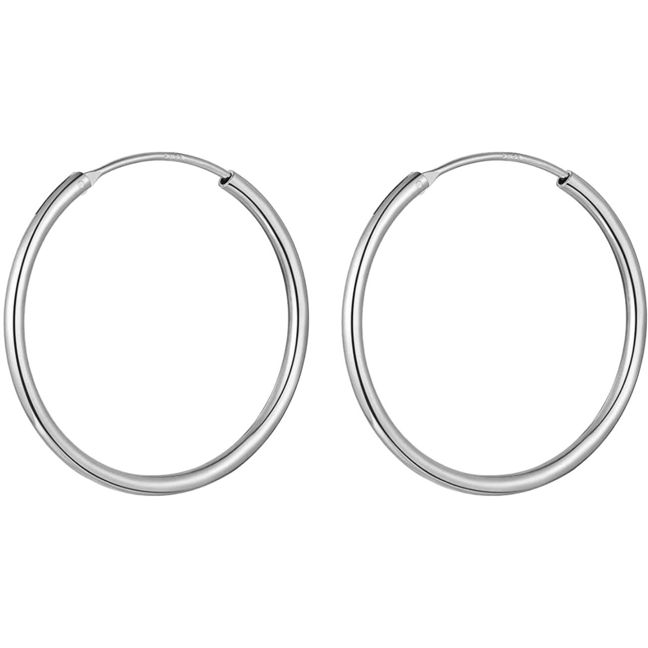 HIGHSPARK 925 Silver Hoop Earrings | 92.5 Sterling Silver Round Classic Endless Hoops Sizes 10mm to 40mm | Lovely Gift for Men Women Boys & Girls - Silver 40mm