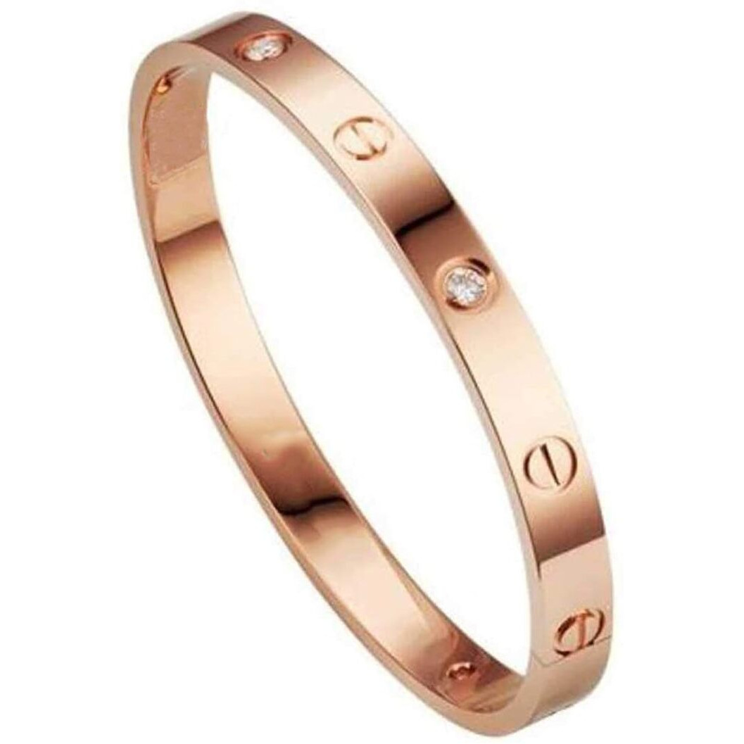 Shining Diva Fashion Latest Stylish Stainless Steel Bangle Gift Bracelet for Women and Girls (15742b)(Rose Gold)