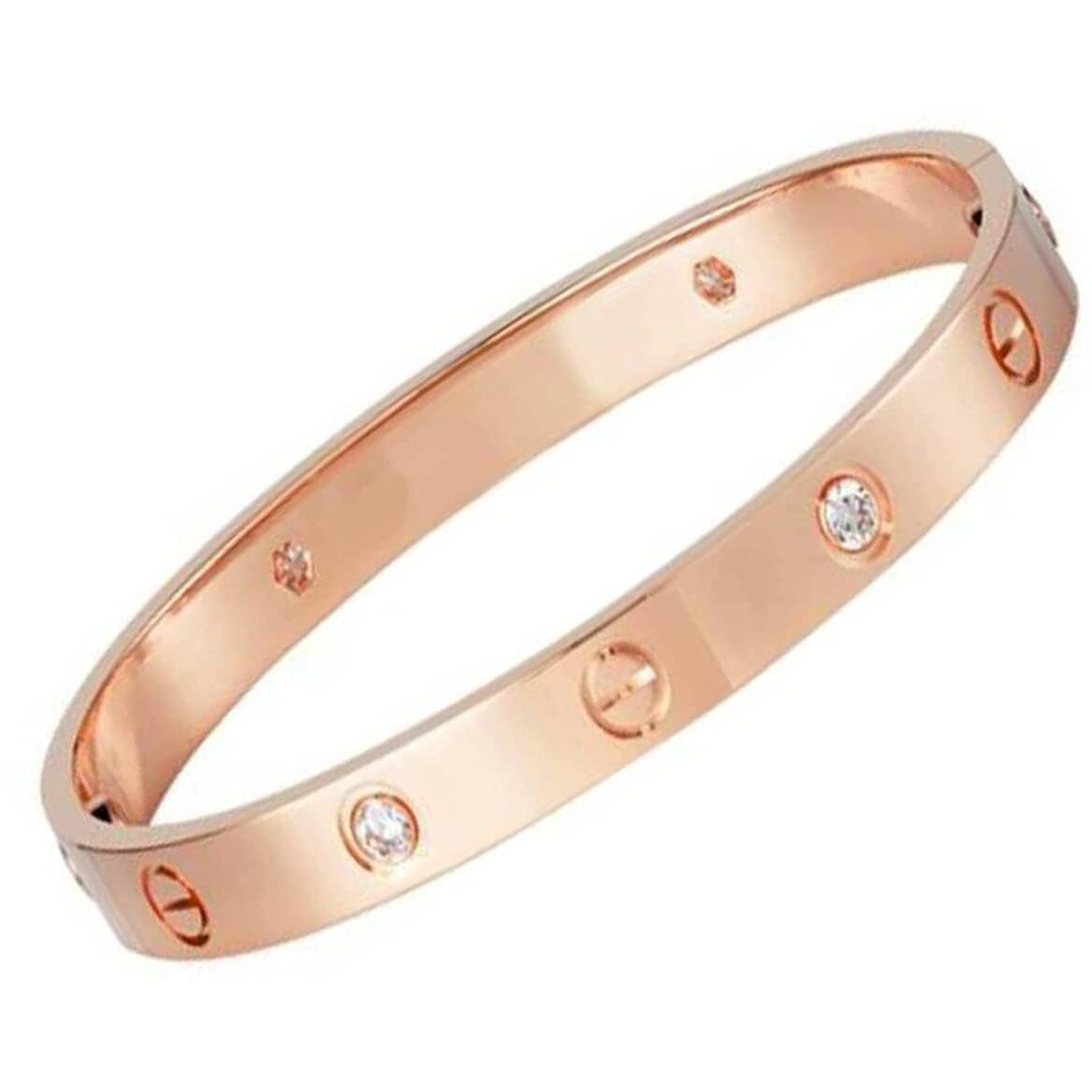 Shining Diva Fashion Latest Stylish Stainless Steel Bangle Gift Bracelet for Women and Girls (15742b)(Rose Gold)