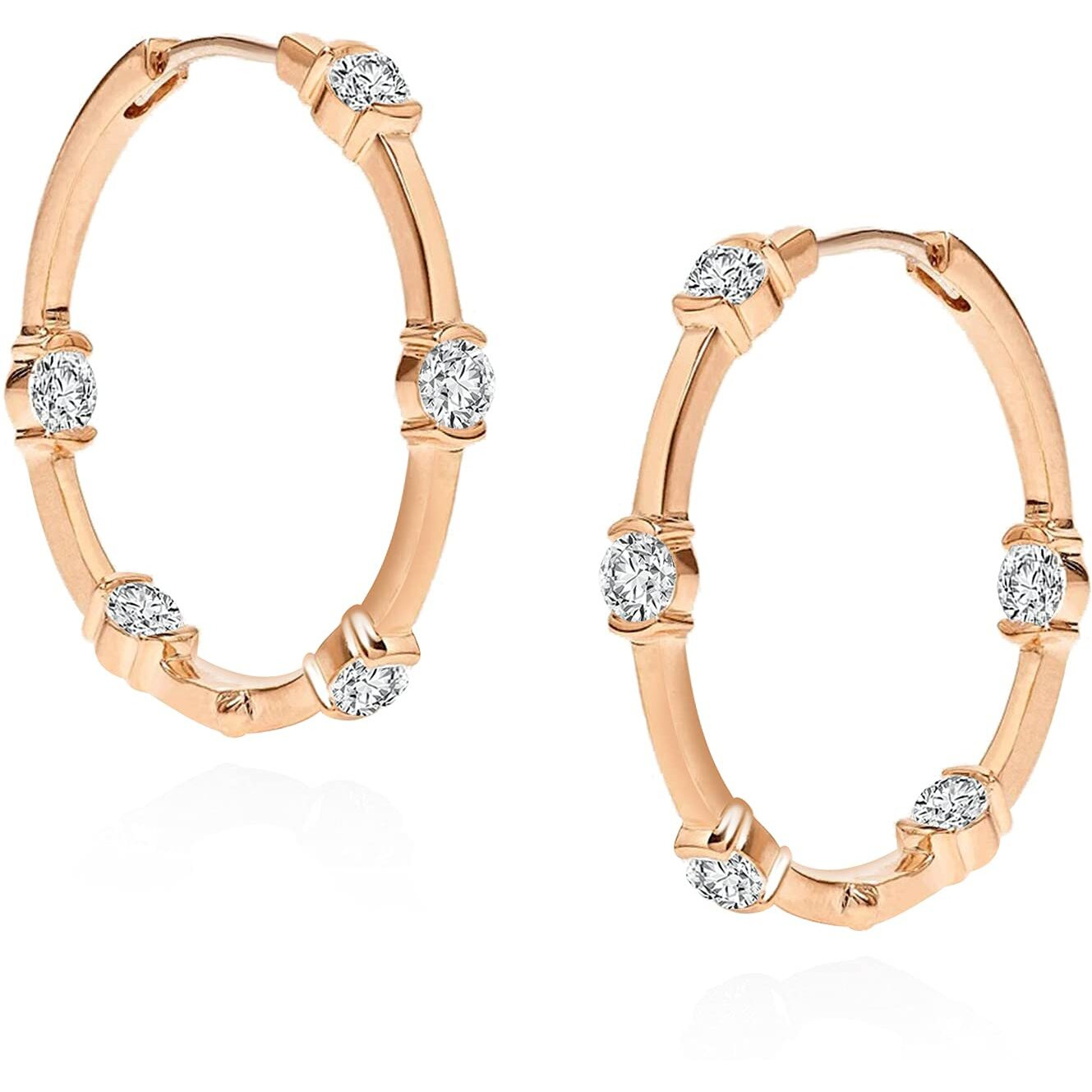 MINUTIAE Dangling Rose Gold Plated Crystal Hoop Earring For Women & Girls