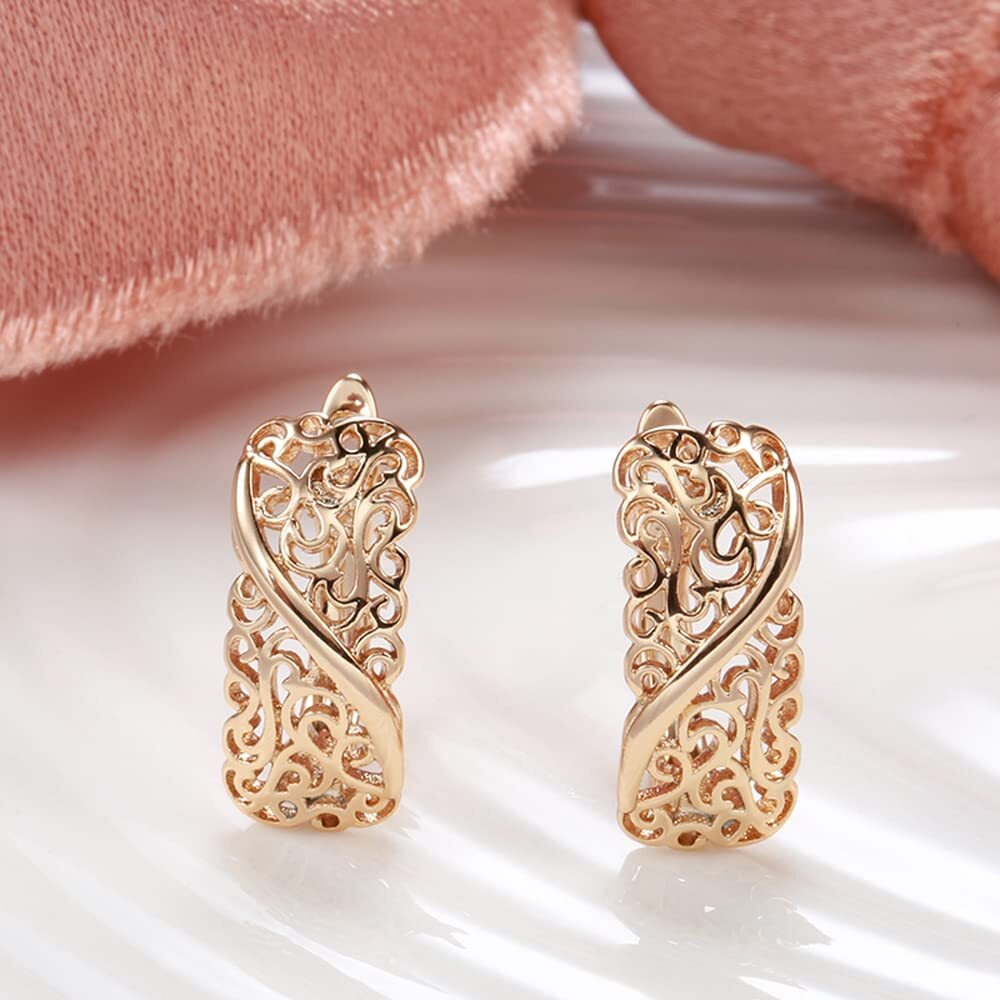 Shining Diva Fashion 18k Rose Gold Plated Latest Fancy Stylish Copper Zircon Earrings for Women and Girls (rrsd14470er)