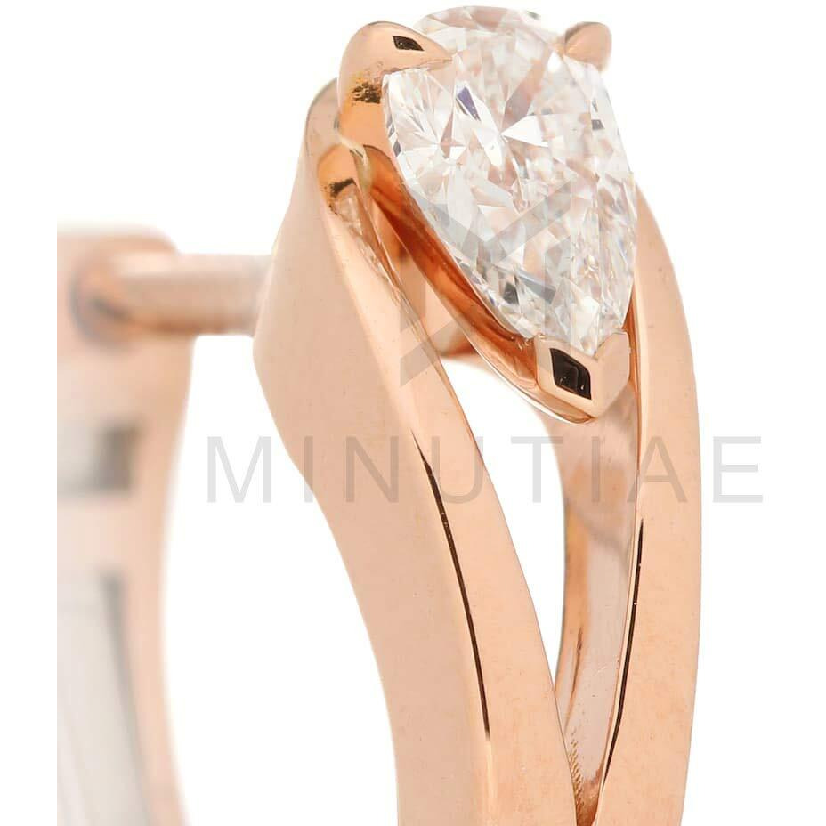 MINUTIAE Rose Gold plated Hoop Stud Earring Pear Cut Diamond Solitaire Crystal Stylish For Women and Girls