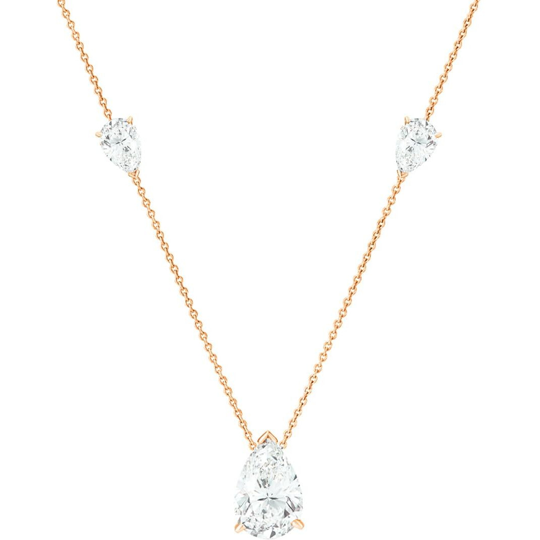 MINUTIAE Solitaire Diamond Necklace | Adjustable Elegant Stylish Charm Chain for Women (Rose Gold)