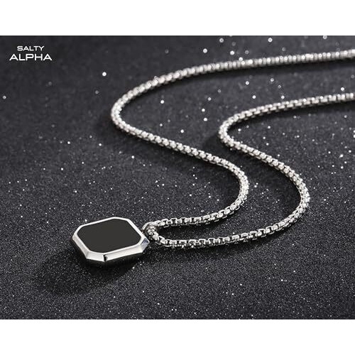 SALTY Alpha Midnight Charisma Neck Chain for Men & Boys | Stainless Steel | Long Necklace | Pendant | Locket | Fancy & Stylish | Birthday Gift | Aesthetic Jewellery | Accessories for Everyday Wear