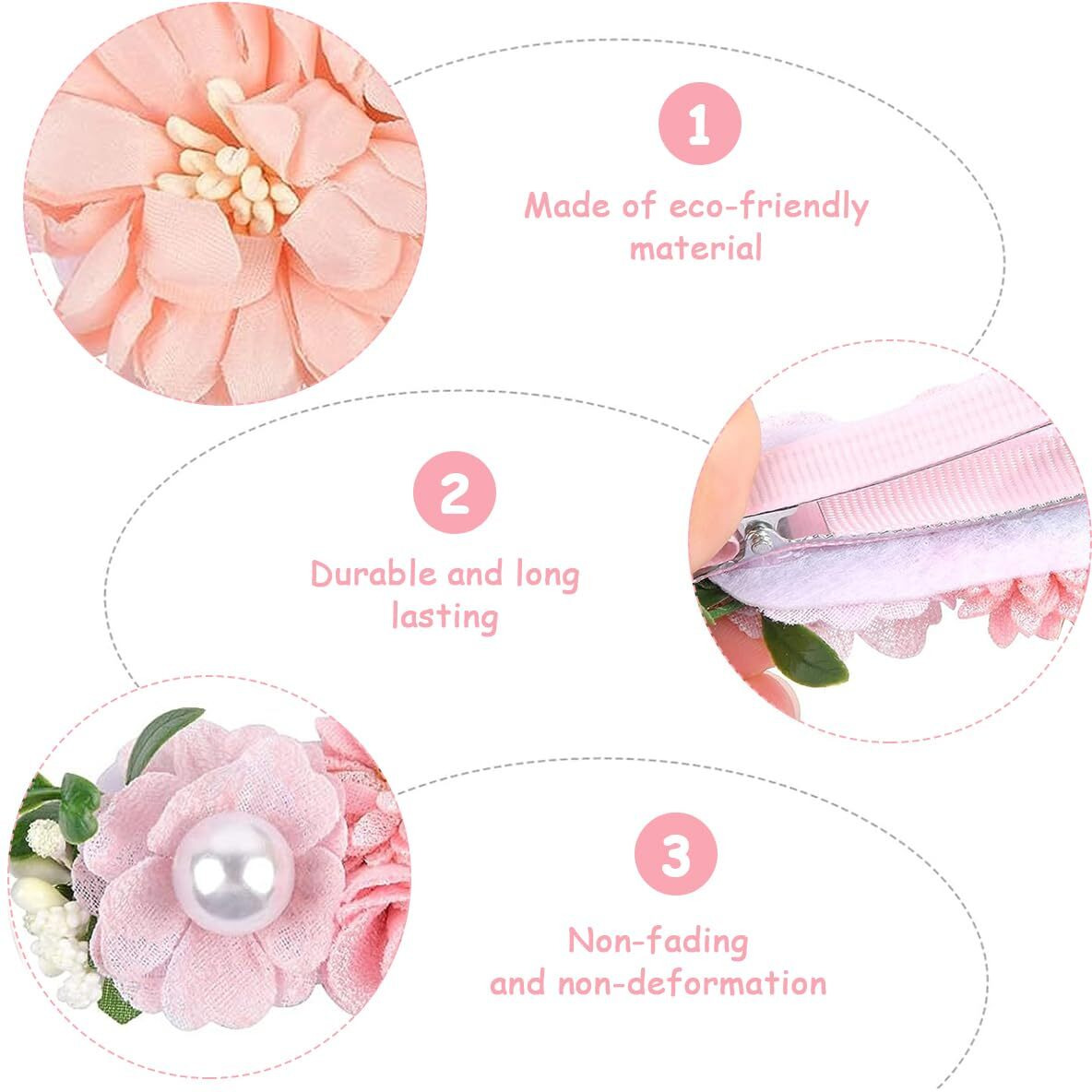 PALAY 3pcs Flower Hair Clips for Girls Pearl Hair Clips Bridal Hair Accessories Hair Barrettes Hair Accessories Hair Dressing for Flower Girls