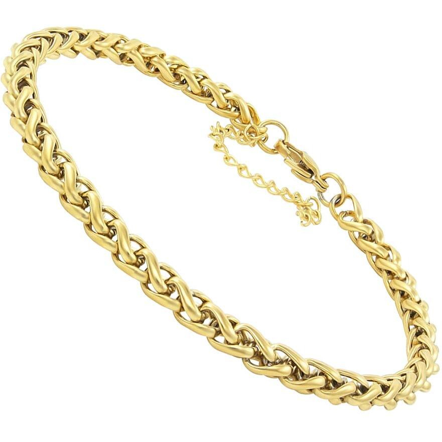 Nakabh 8 inch Stylish Chain Style Stainless Steel Bracelet for Men Boys Unisex (Gold)