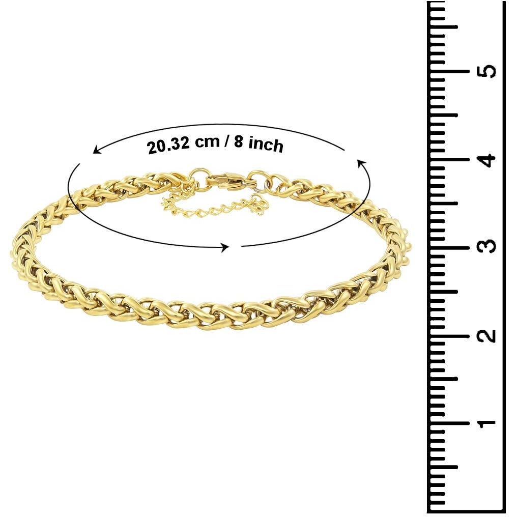 Nakabh 8 inch Stylish Chain Style Stainless Steel Bracelet for Men Boys Unisex (Gold)