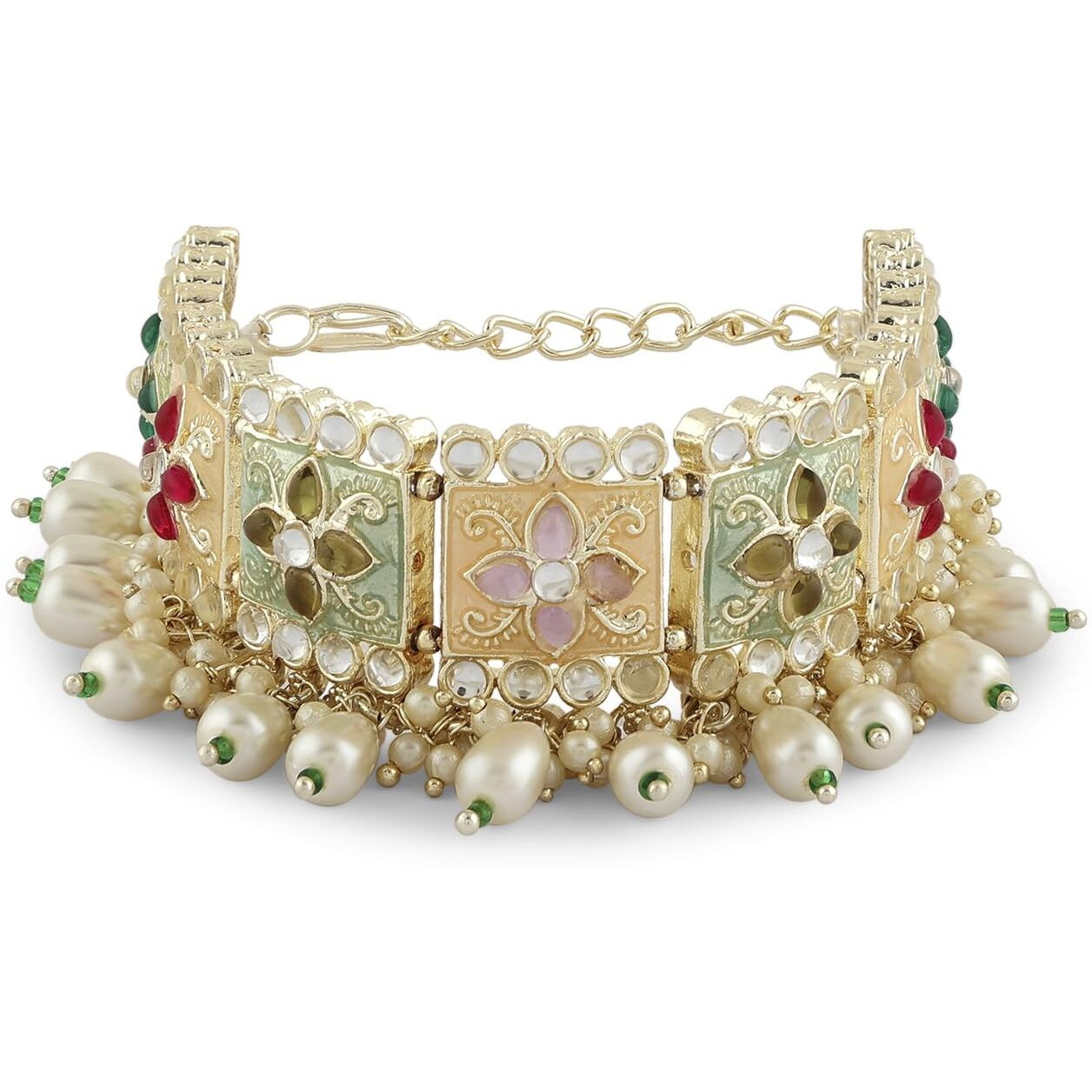 ZAVERI PEARLS Multi Colour Enamel Kundan & Beads Ethnic Bracelet For Women-ZPFK16769