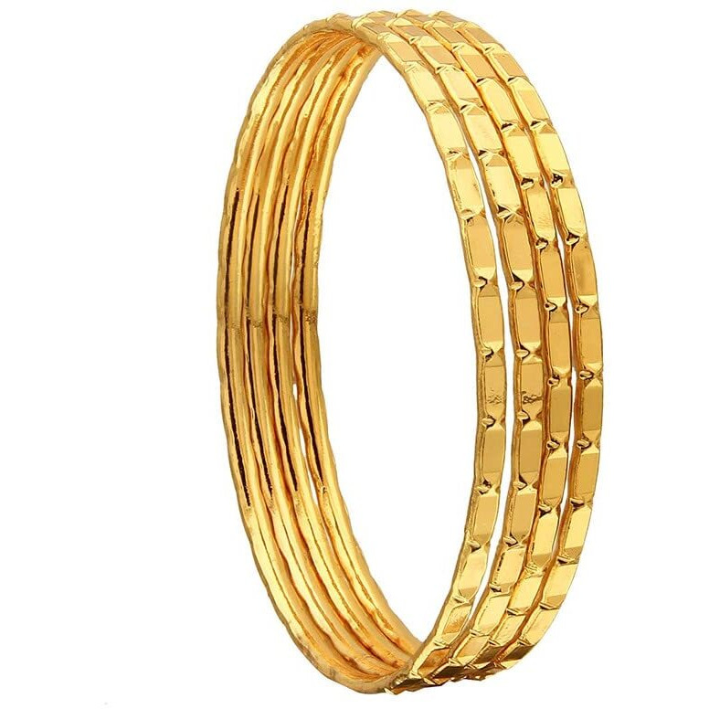 CUTE GOLD 1 Gram Gold Plated Copper Traditional Plain Bangle Set for Women & Girls