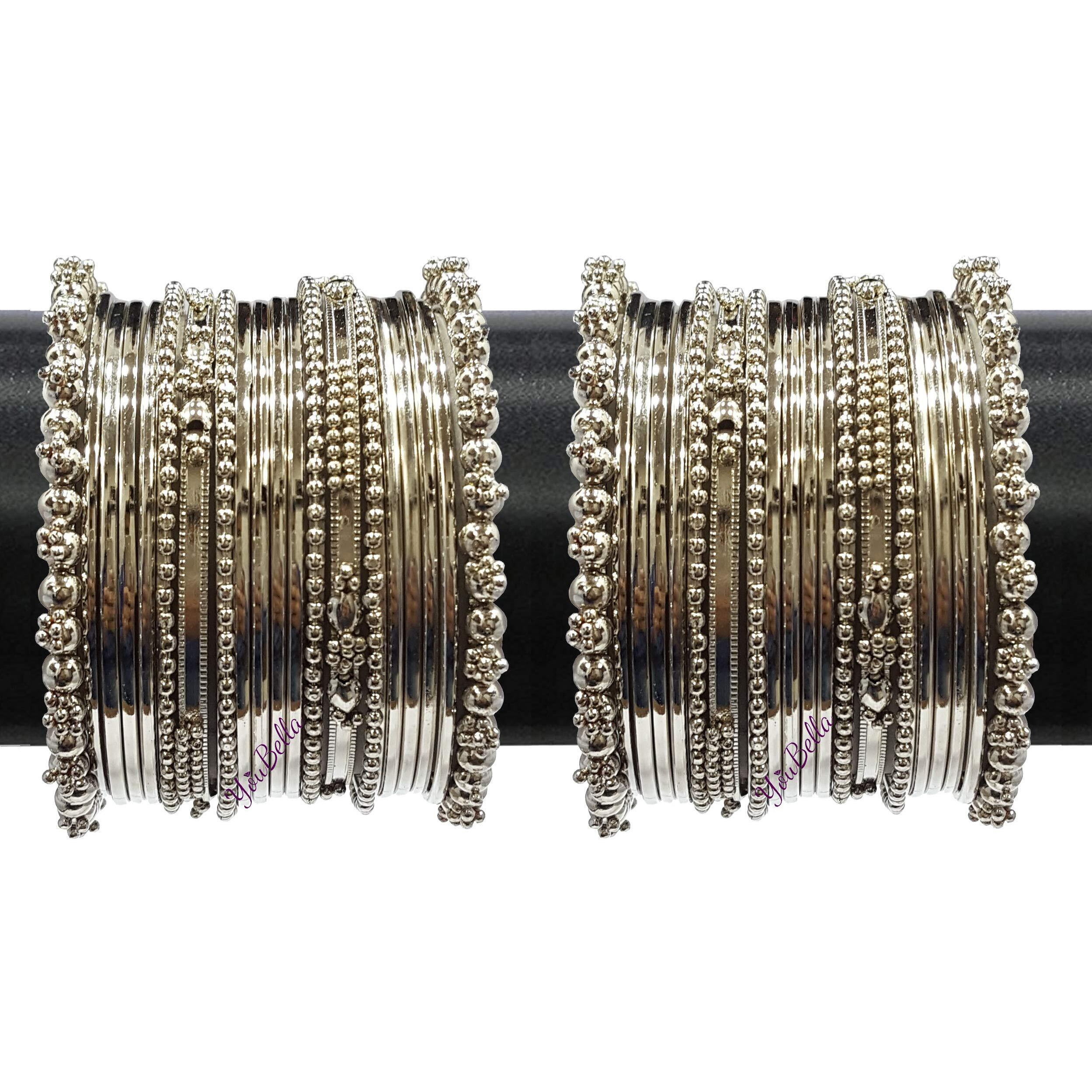 YouBella Jewellery Traditional Silver Plated Oxidized Bracelet Bangles Set For Girls and Women (2.6)