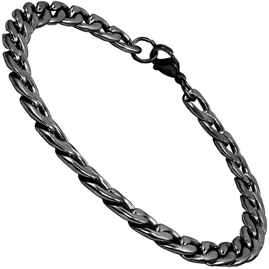 Nakabh 8 inch Stylish Chain Style Stainless Steel bracelets for men stylish Boys Unisex (Black)