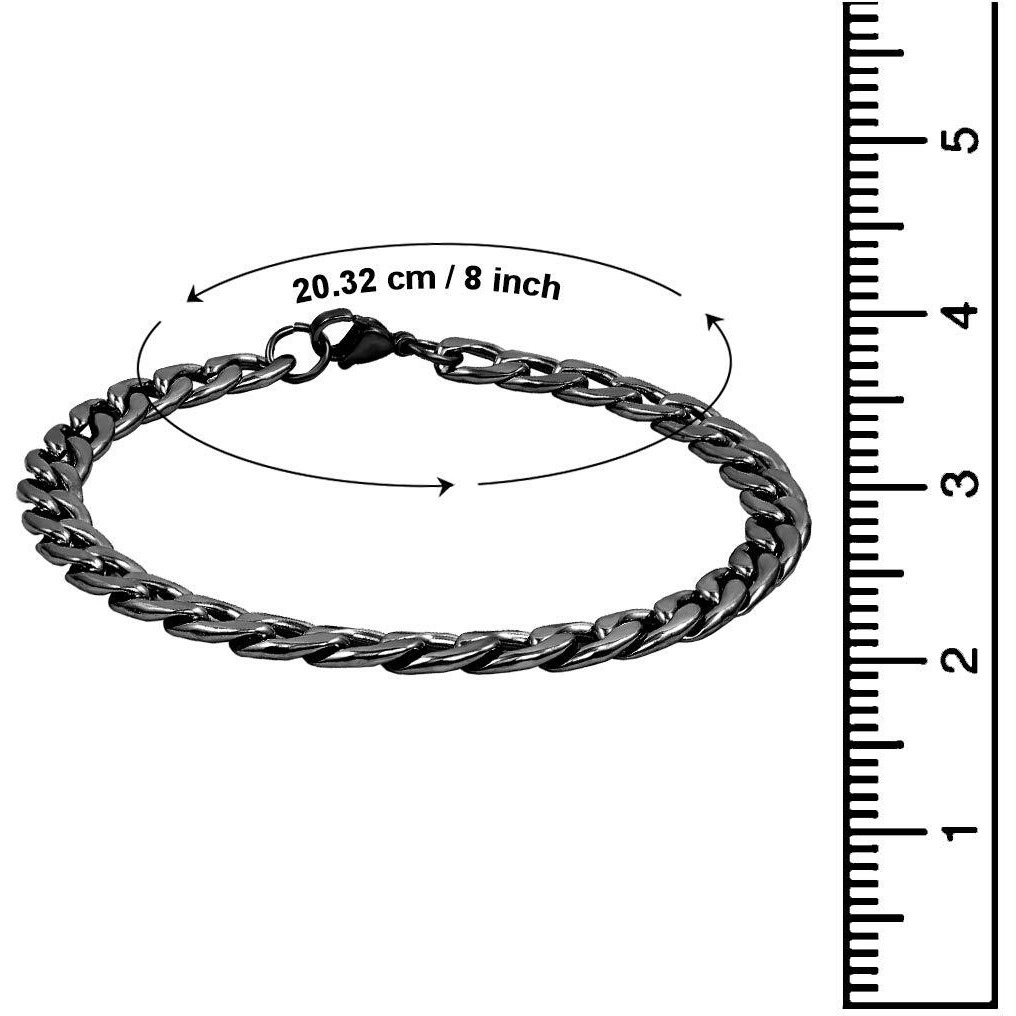 Nakabh 8 inch Stylish Chain Style Stainless Steel bracelets for men stylish Boys Unisex (Black)