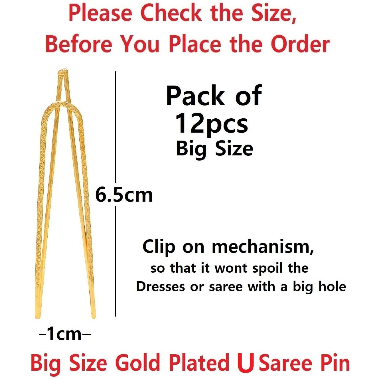 VAMA Saree pin Waist pleats Pallu Sarees clip Brooch holding Heavy saree Gold Safety pin for Women (saree pin for waist pleats)