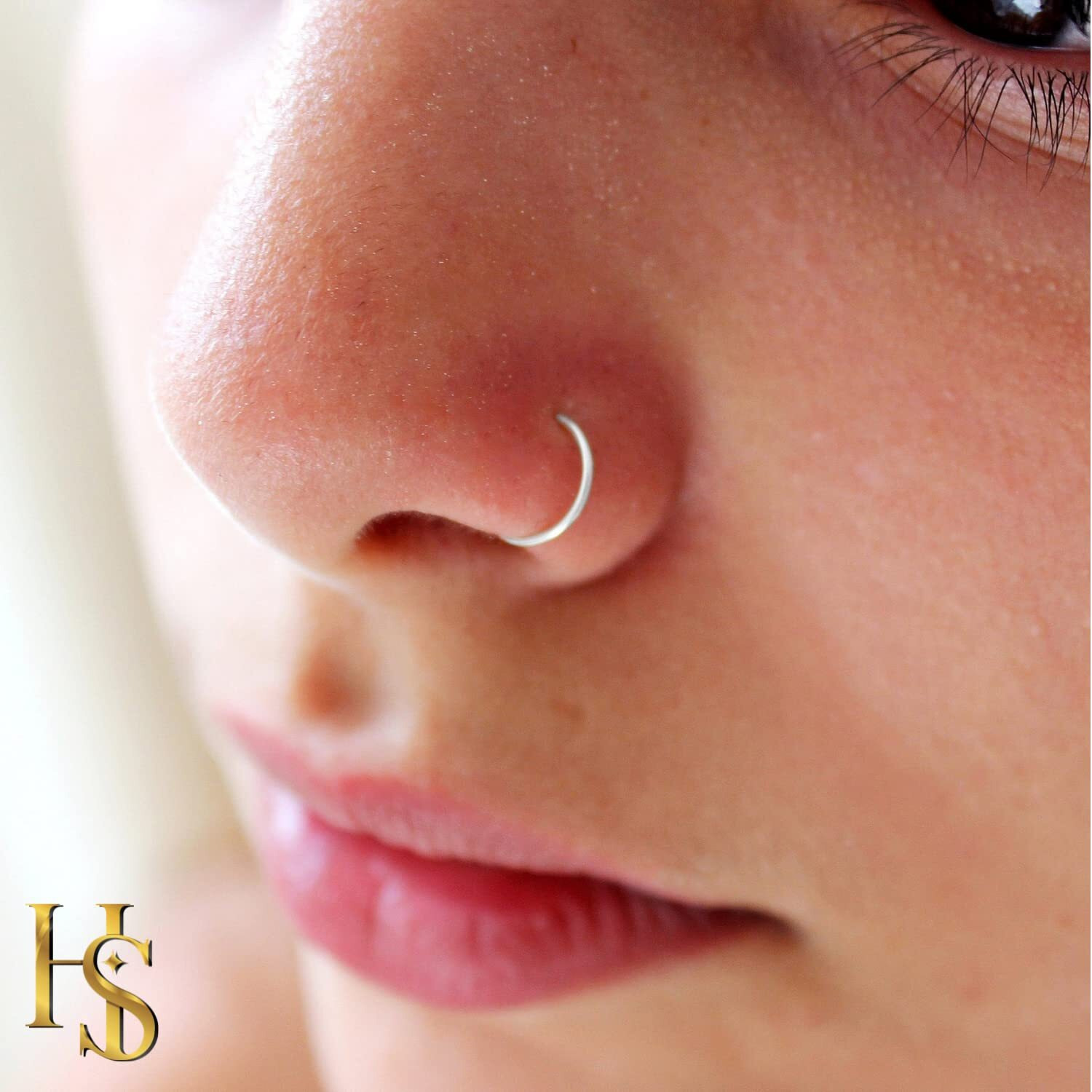 HighSpark 92.5 Sterling Silver Nose Ring | Simple & Elegant Nose Piercing for Women & Girls | Lovely Gift - Silver NP-029