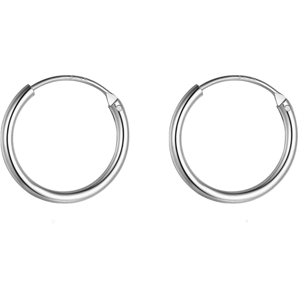 HIGHSPARK 925 Silver Hoop Earrings | 92.5 Sterling Silver Round Classic Endless Hoops Sizes 10mm to 40mm | Lovely Gift for Men Women Boys & Girls - Silver 16mm