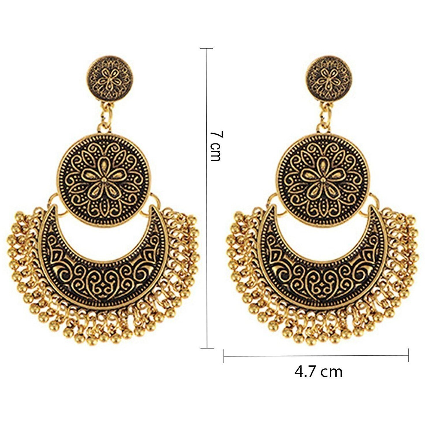 YouBella Fashion Jewellery Afghani Tribal Oxidised Dangler Earrings for Girls and Women (Gold)