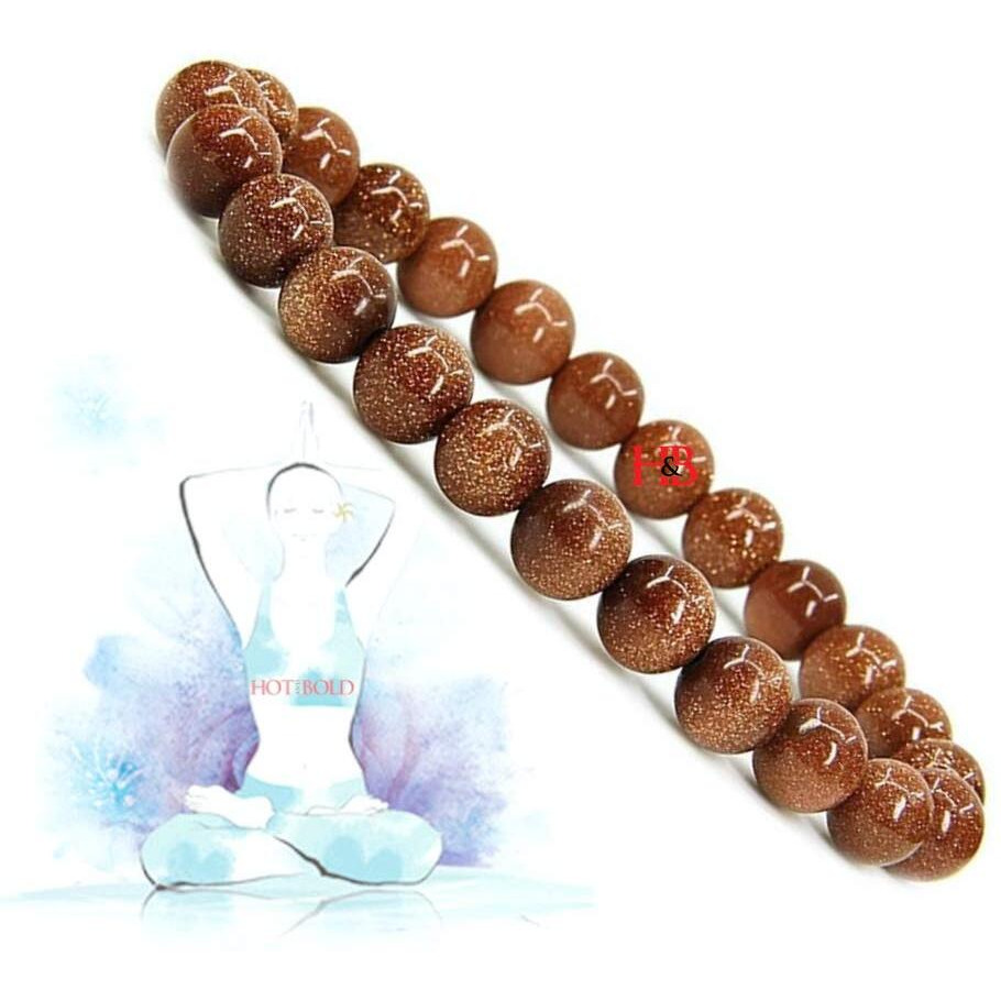 Hot And Bold Womens Natural Sand Stone Reiki Feng-Shui Crystal Gem Beads Bracelets.