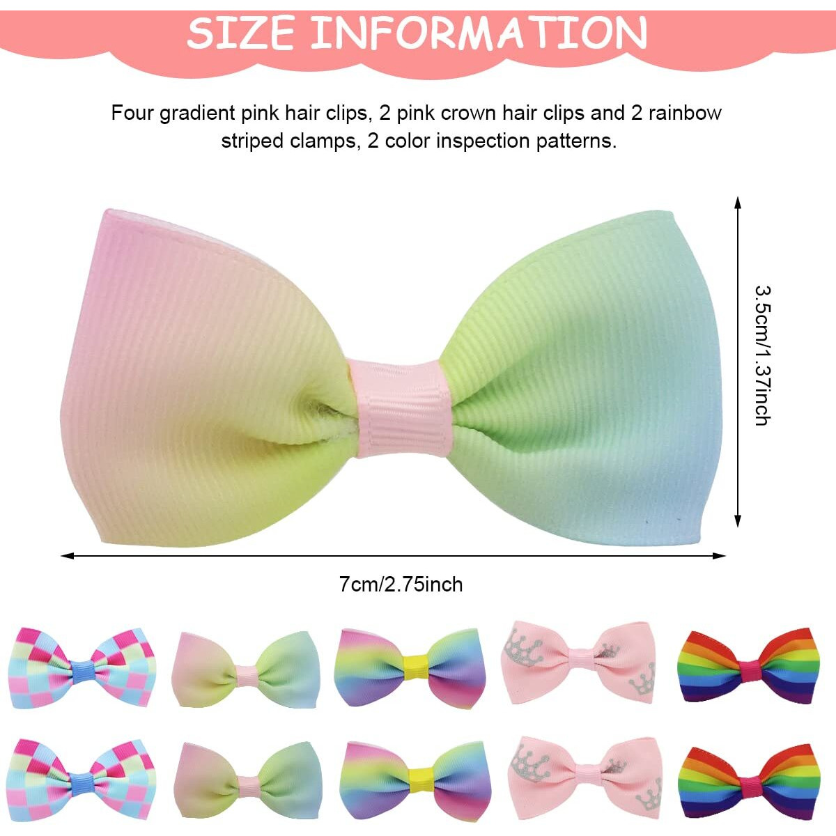 PALAY 10pcs Hair Bow for Girls Rainbow Bow Hair Clips Gradient Color Hair Bows Alligator Clips For Girls Toddlers Hair Accessories Teens Gifts