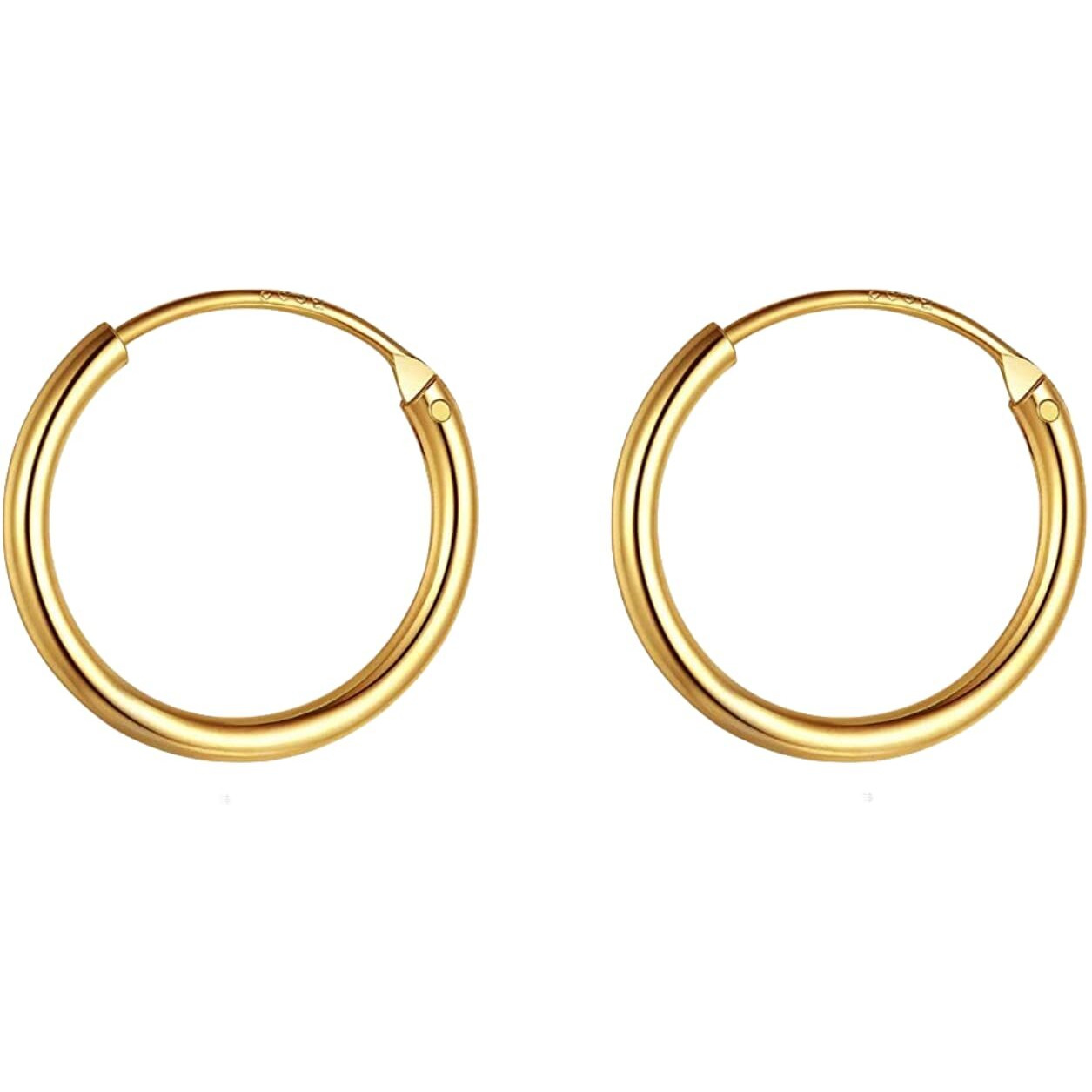 HIGHSPARK 925 Silver Hoop Earrings in Gold Finish | 92.5 Sterling Silver Round Classic Endless Hoops Sizes 10mm to 40mm | Lovely Gift for Men Women Boys & Girls - Gold 20mm