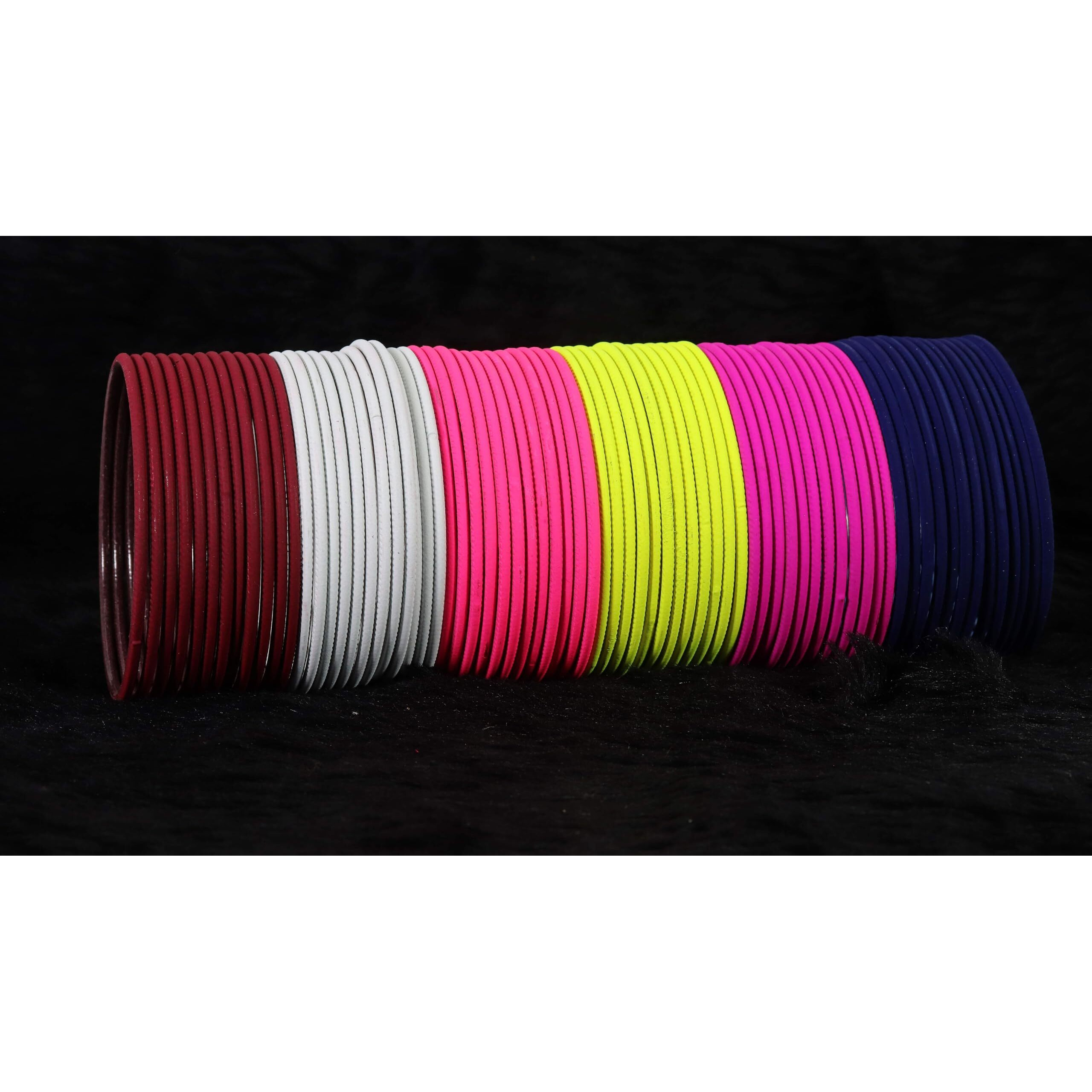 NMII MultiColor Metal Plain Bangles Set For Women & Girls with Matte Finish | Womens Bangles Combo | Colorful Metal Bangles For Wedding, Party, Daily use | Metal Chudi Set- Pack of 144, (P3-New-2.2)