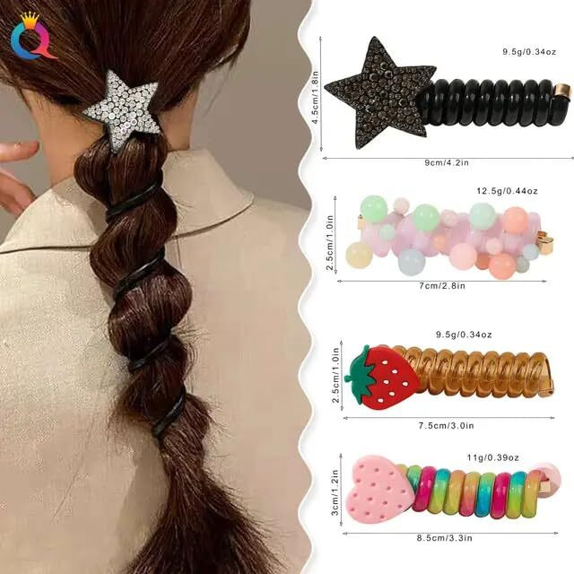 Diversa 5pcs Wire Hair Bands for Girls Kids Braided Spiral Hair Ties Cute Cartoon Ponytail Maker Elastic Braids Hair Accessories for Girls